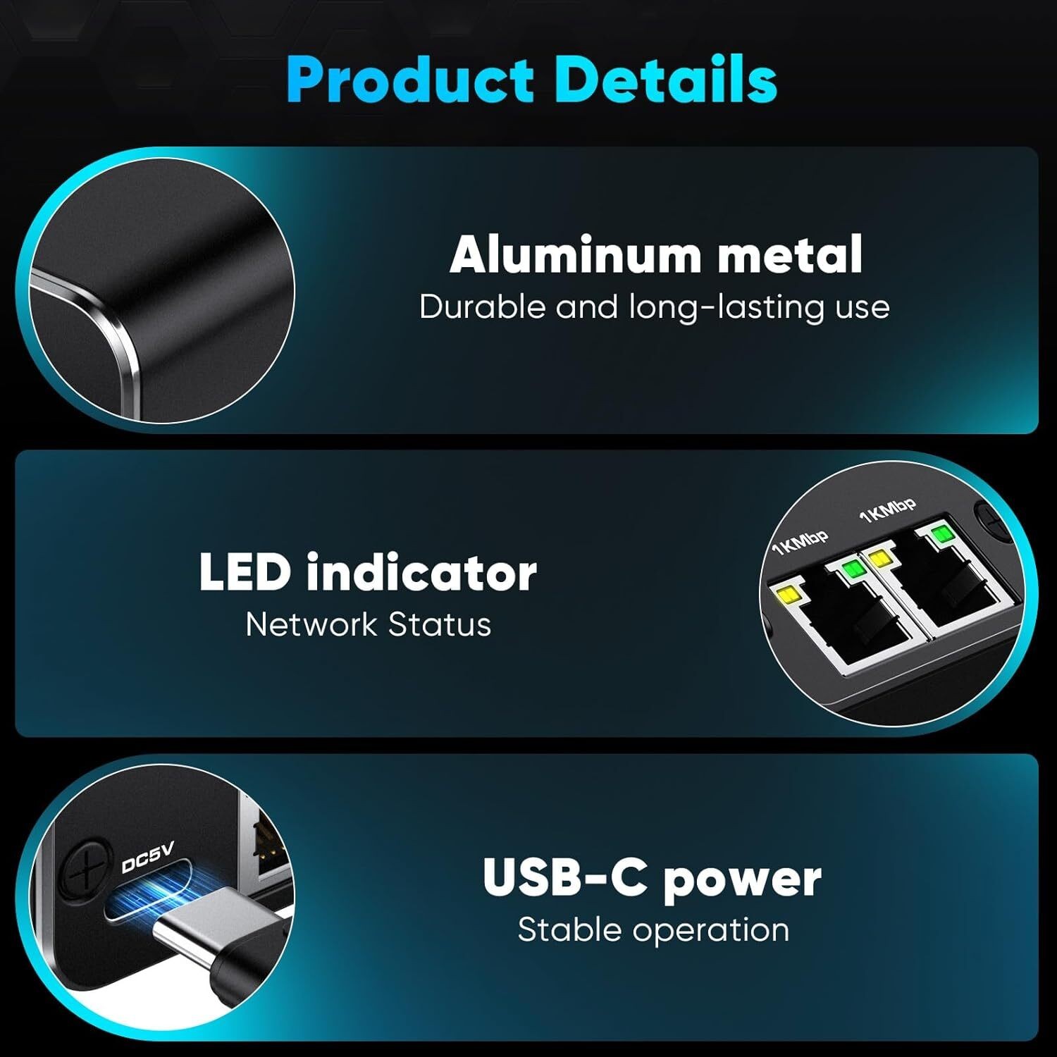 RJ45 Gigabit Ethernet Splitter 1000Mbps LAN Network Internet 1 to 2 Out Adapter