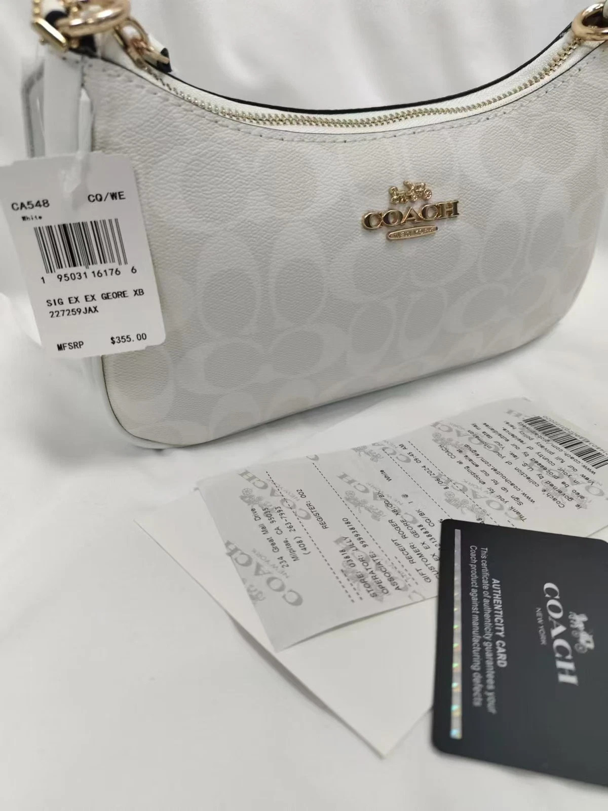 COACH Teri Shoulder Bag In Signature Canvas CA548 White NWT