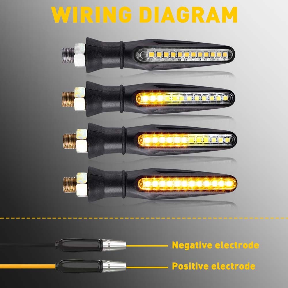 4X Motorcycle Sequential LED Turn Signal Blinker Light Indicator Amber Universal
