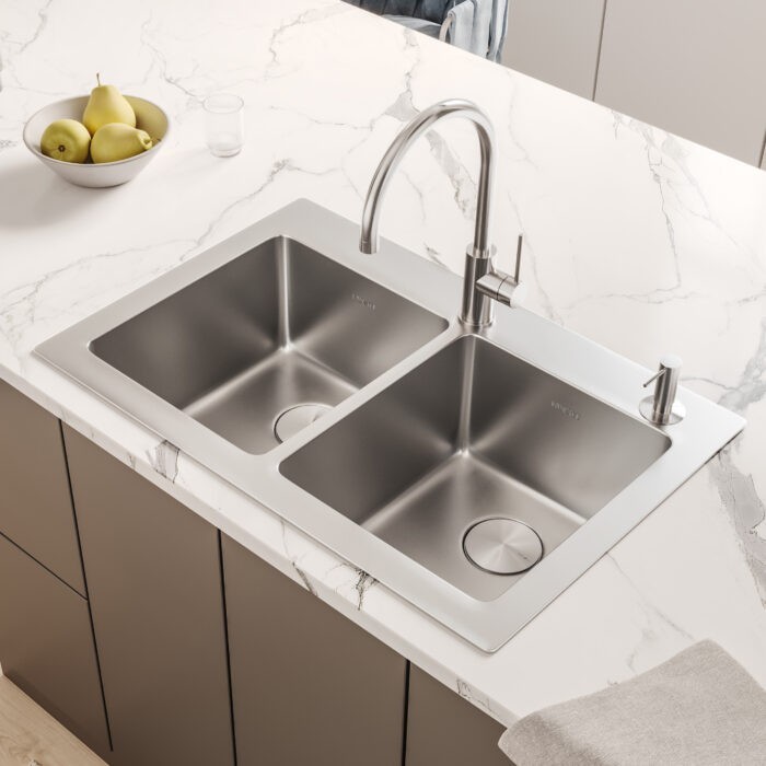 Ruvati 33 x 22 inch Topmount 16 G Double Bowl Kitchen Sink - RVM5150