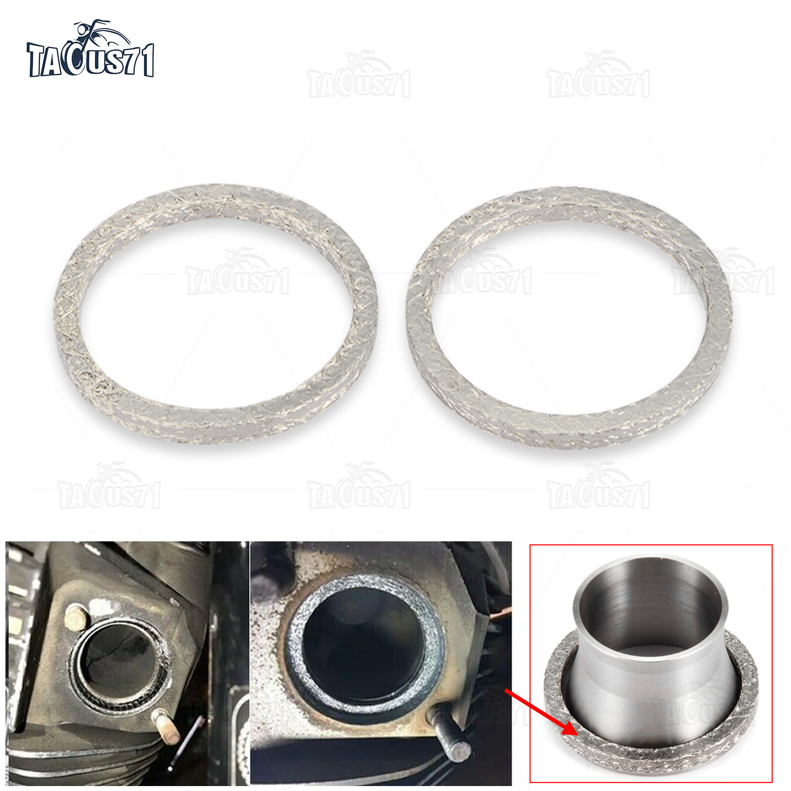 2pcs Tapered Exhaust Port Gaskets Seal Kit For Harley Sportster 84-UP Big Twin