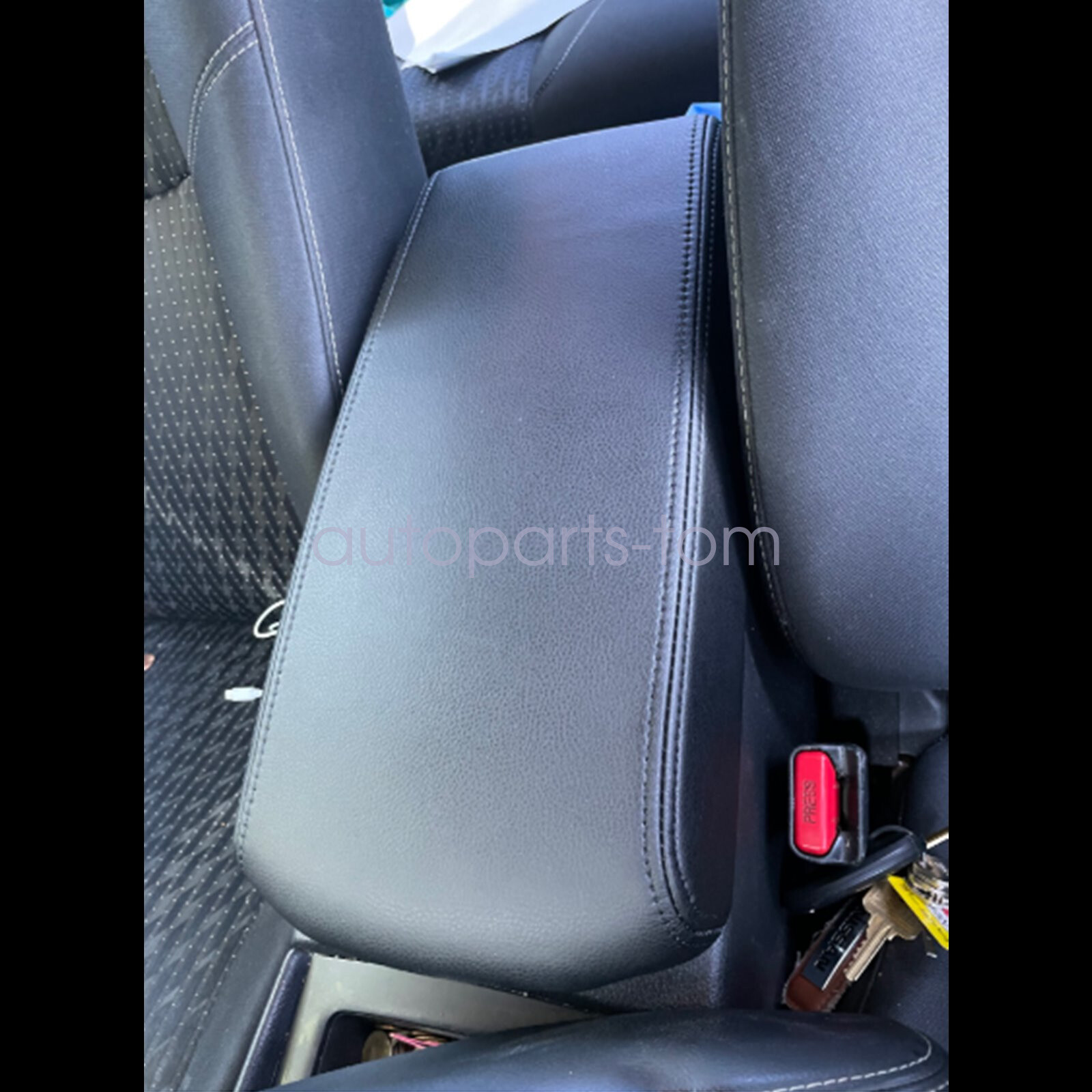 FOR 2013-2018 Nissan Altima Black Leather Center Console Armrest Cover