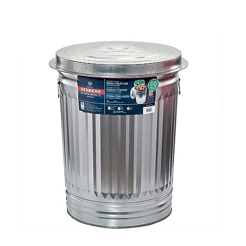Behrens Galvanized Steel Trash Can with Lid, 31 Gal., 21in. Dia. × 29.75in.H