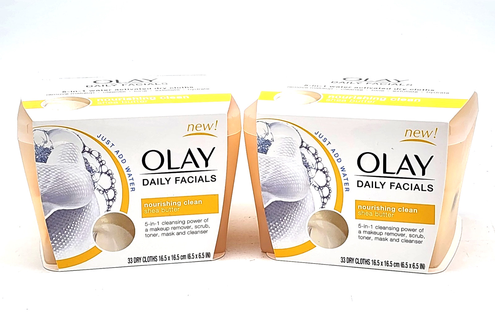 2 OLAY Daily Facials Nourishing Clean 5-in-1 Water Activated 33 Dry Cloths RARE