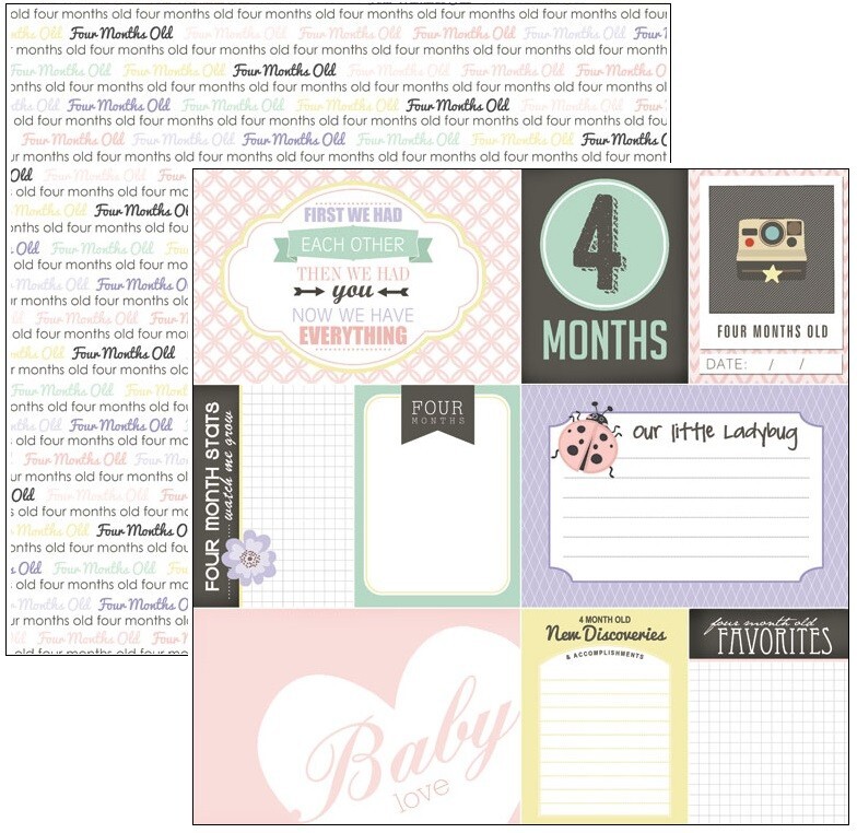 Baby's First Year, Girl, 13 sheets, scrapbook paper - Scrapbook Customs 36984