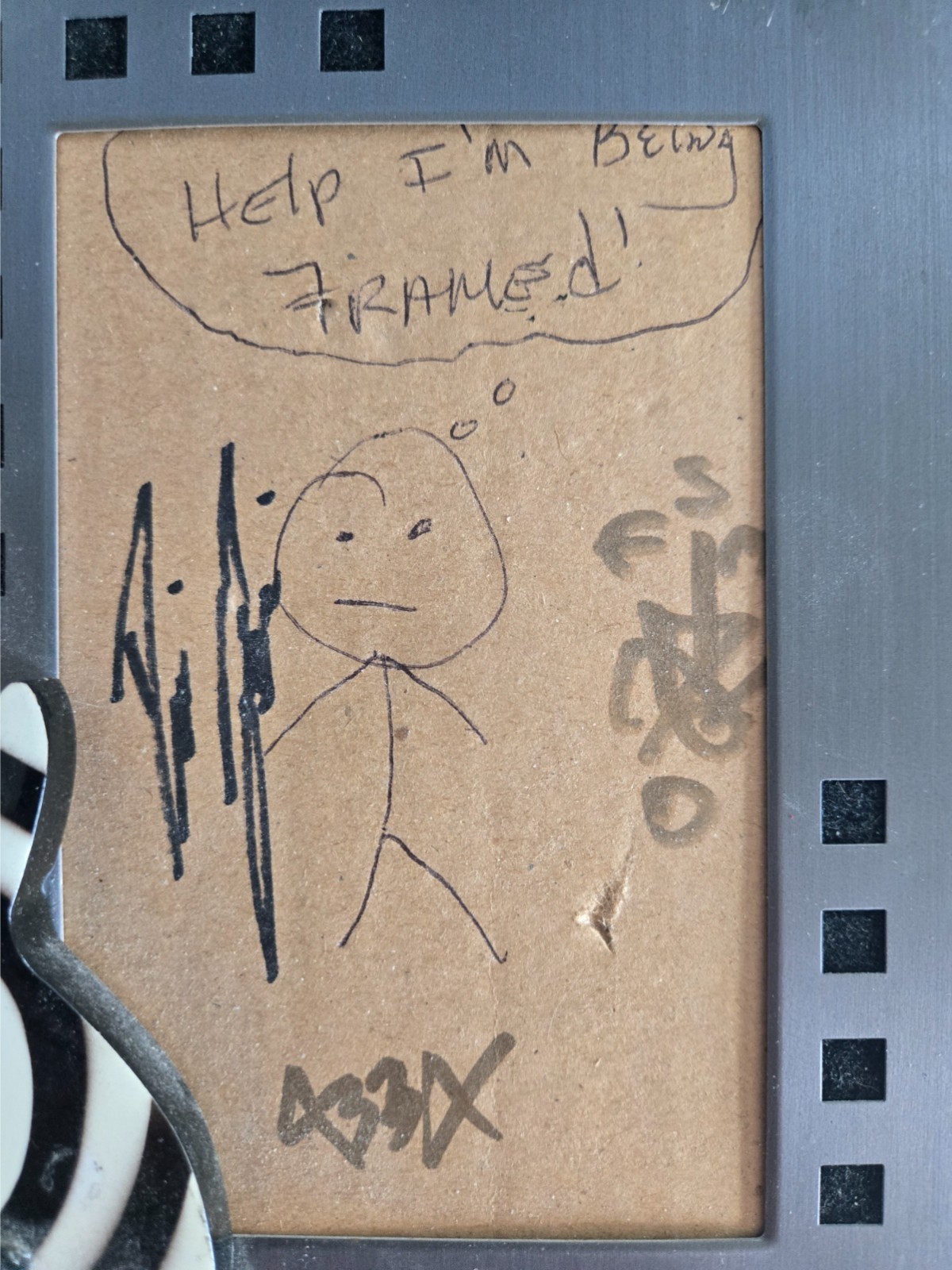 Rare Zakk Wylde Signed Mini Guitar Frame w/Black Label Band Autographs in Frame