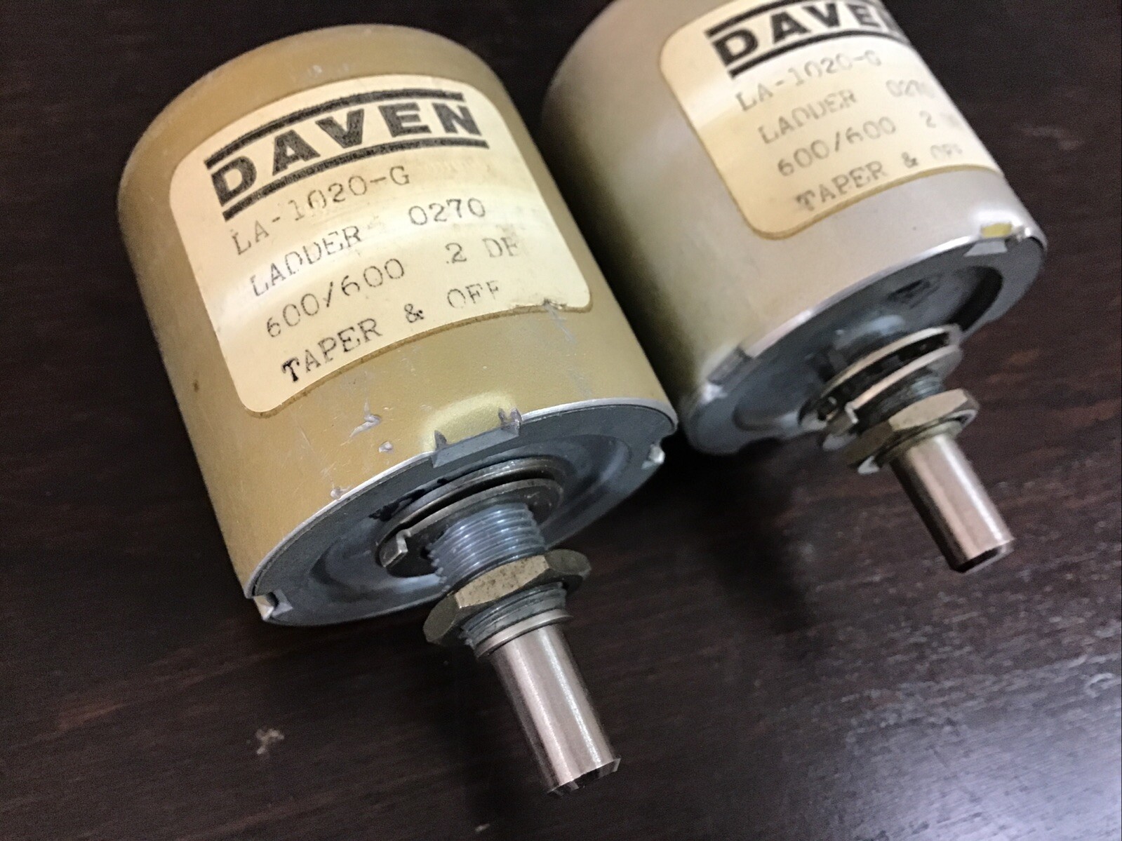 Vintage Pair - Daven LA-1020-G Audio Attenuators Ladder, 600/600, 2DB, Taper&off
