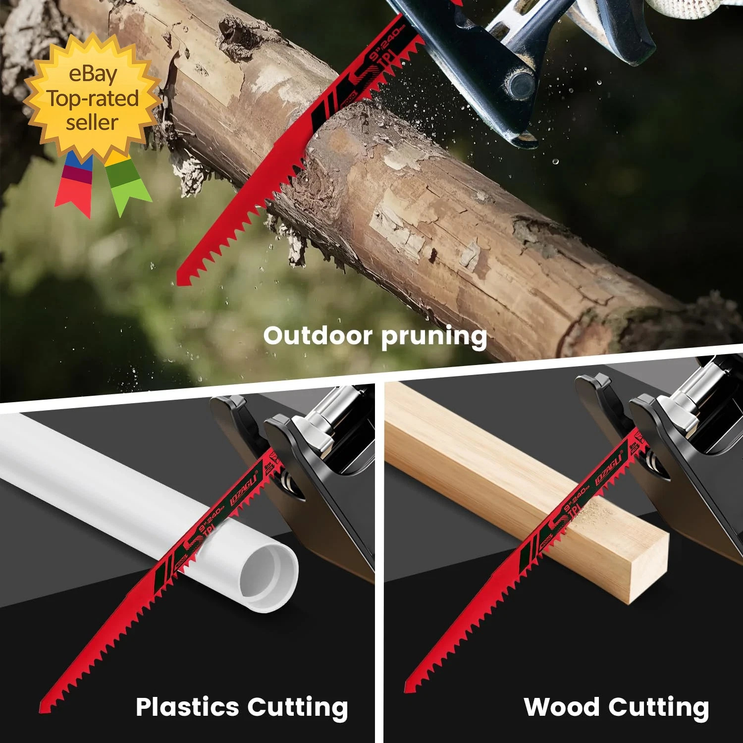 9-Inch Wood Pruning Reciprocating Saw Blades, 6-Piece, 5TPI Wood Saw Blades