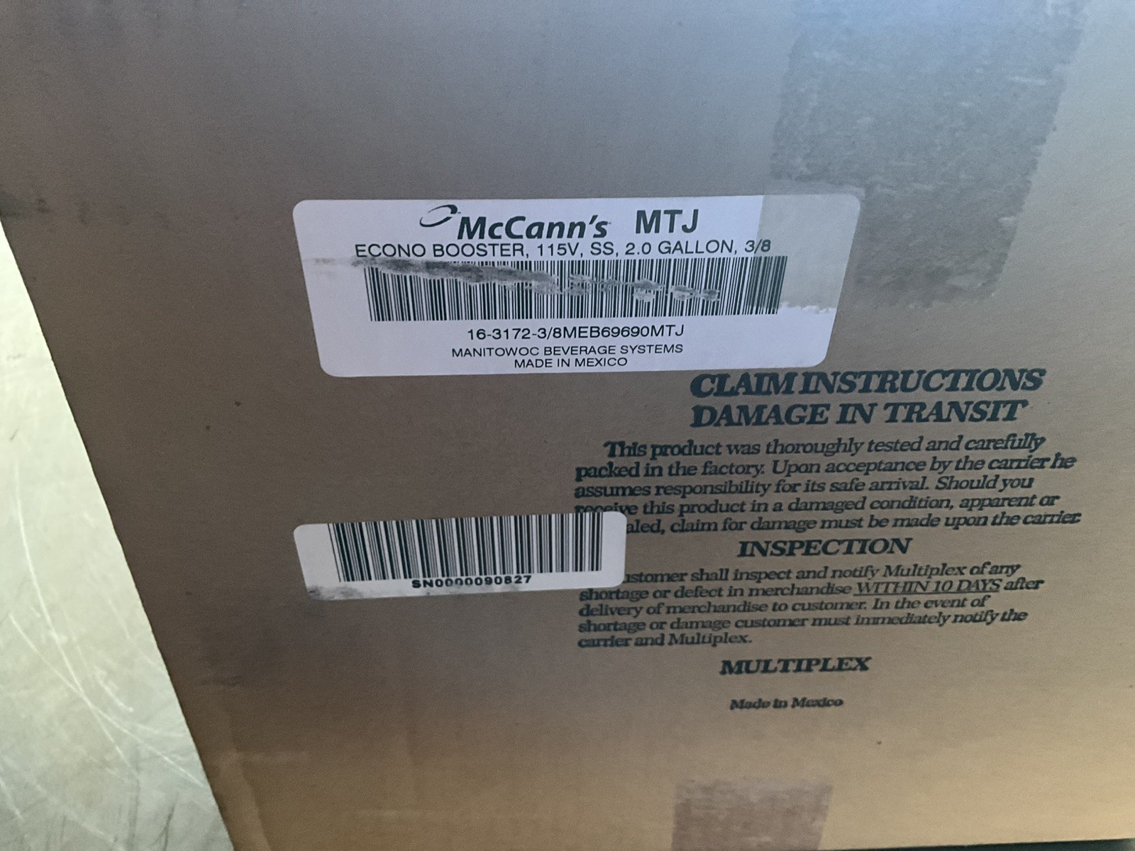 2023 McCann's 2.0 Econo Booster MTJ 2 Gallon Water Boost System Fountain Drink B