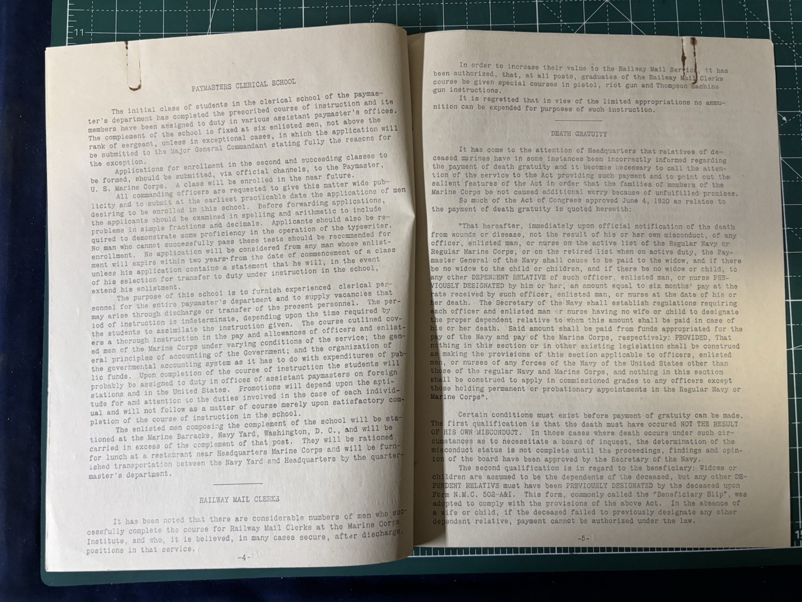 Post WW1 USMC Rare General Lejeune Headquarters Bulletin Document 1926