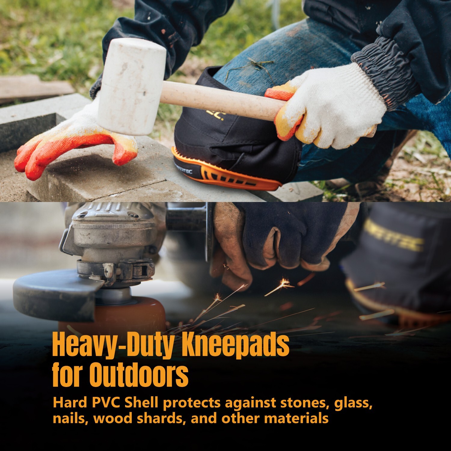 POWERTEC 71880 Knee Pads for Work, Construction, Flooring, Gardening, 1 PAIR