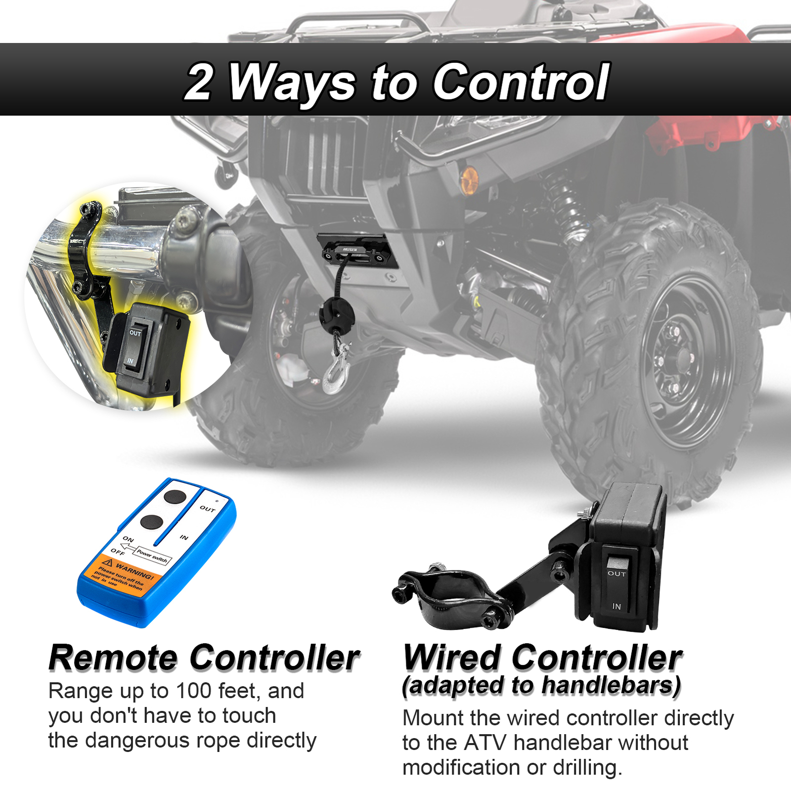 For Honda Foreman Rubicon TRX500 TRX520 3000 LBS Electric Winch Mount 2014-2024