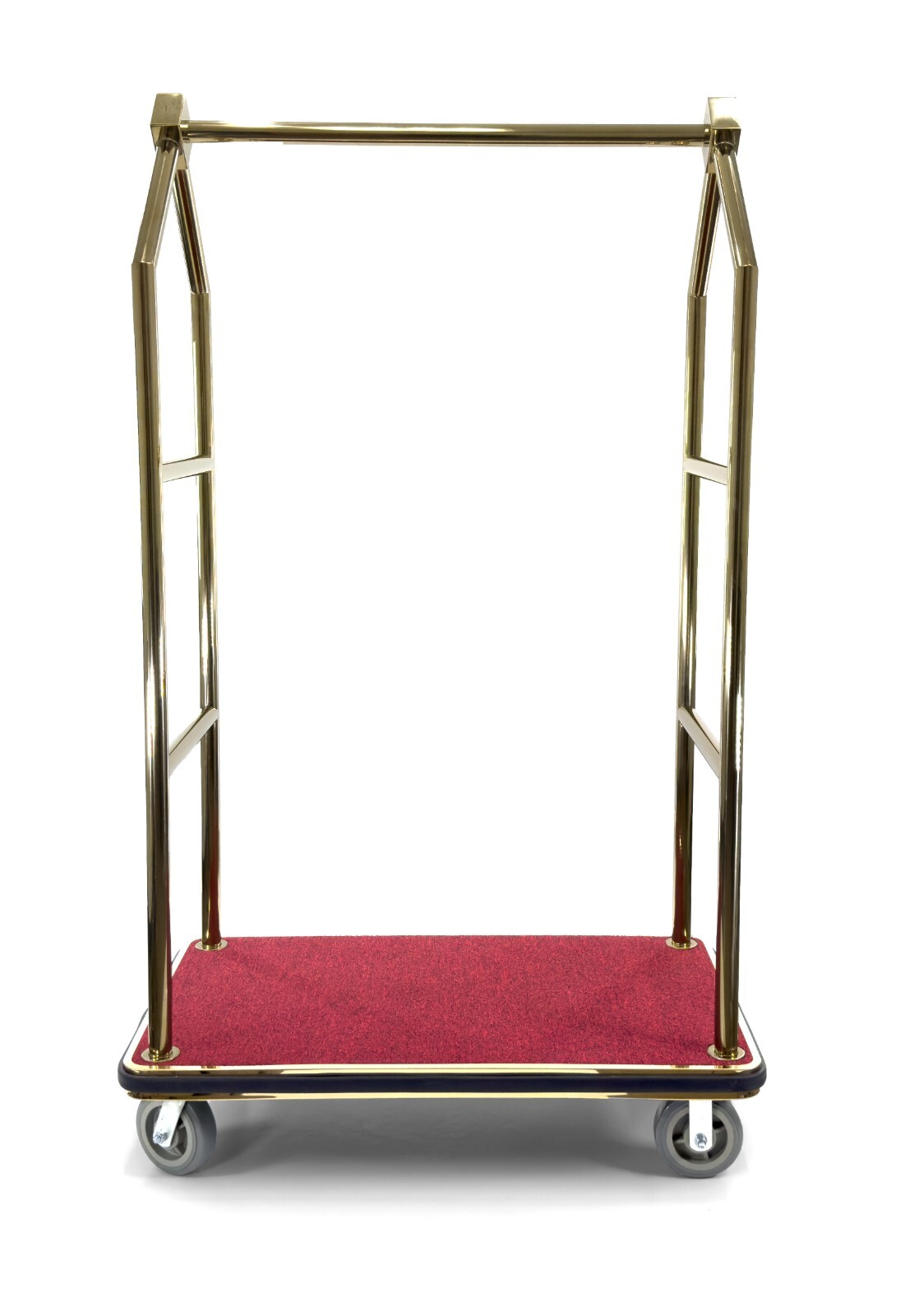 Hotel luggage cart | Bellman's Cart | Rectangular Red Carpet Base | Angled Top.