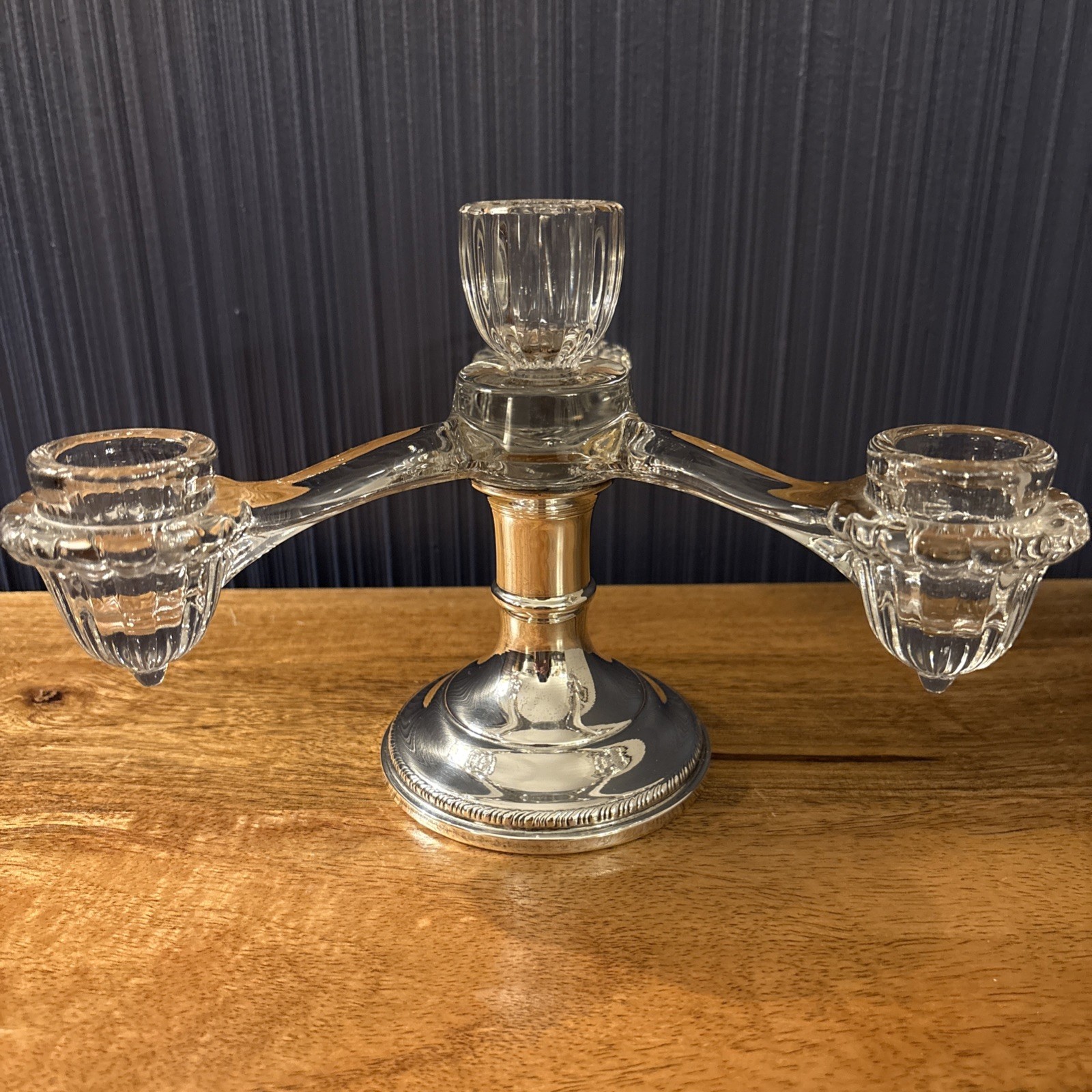 Vtg Cambridge Epergne Sheffield Sterling Weighted Base Centerpiece Candle Holder