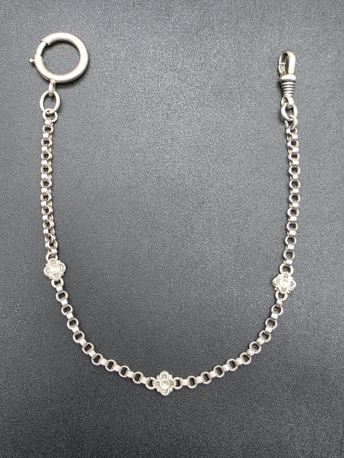 Antique Belle Époque Silver 800 Pocket Watch Chain Albertina France c1900