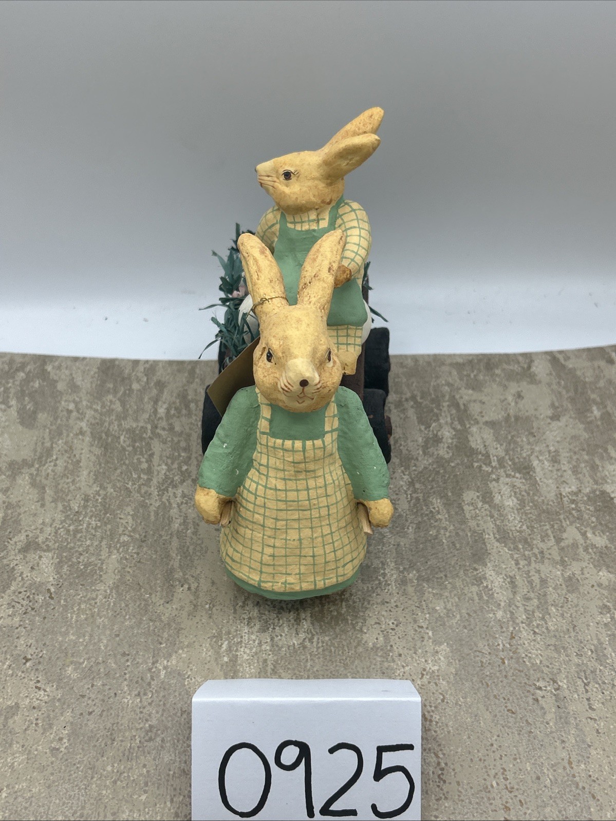 Paper Mache Bunnies With Cart And Eggs Made In Philippines