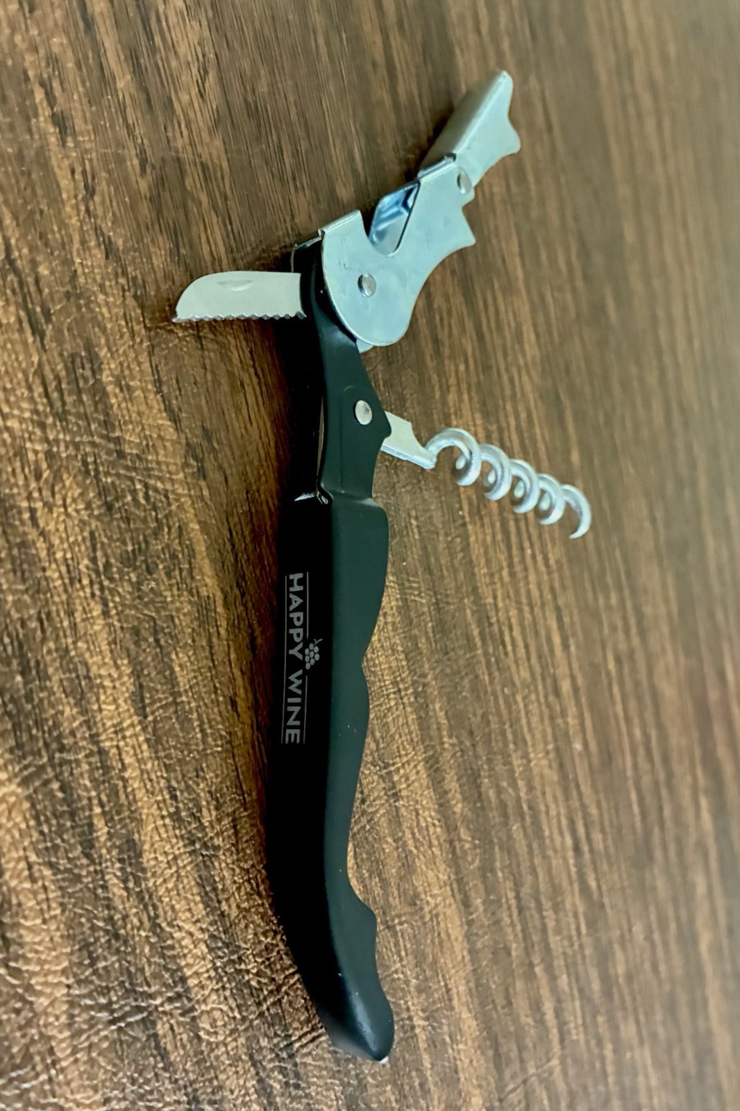 NEW “Happy Wine” Black Wine Key Corkscrew Opener