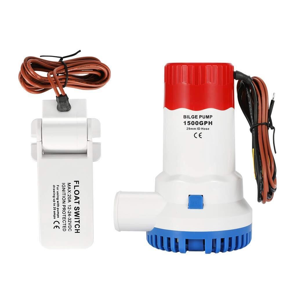 12V 1500GPH Bilge Pump Marine Boat Yacht Submersible Water Pump w/ Float Switch