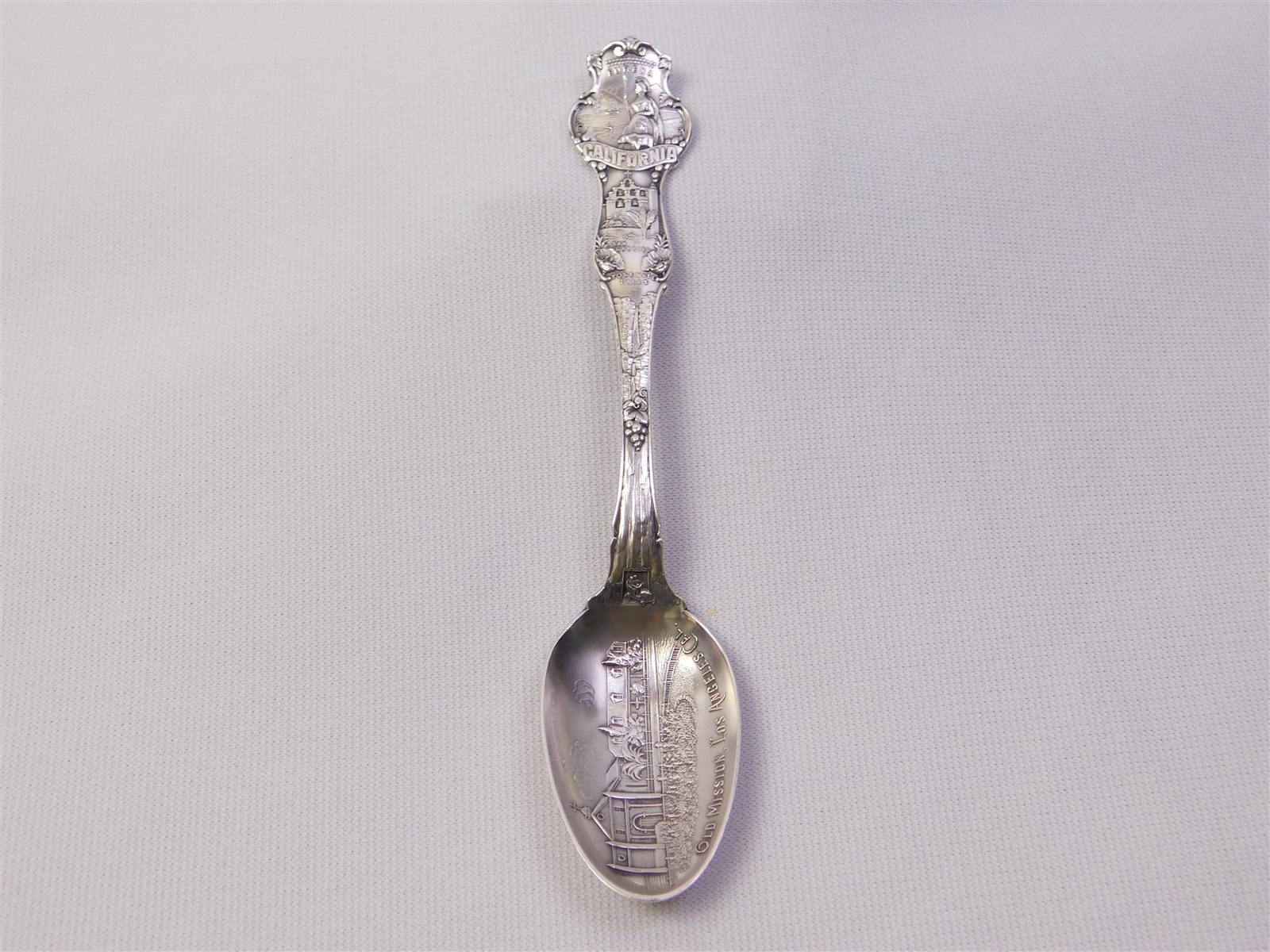 Antique Sterling Old Mission Los Angeles Cal Yosemite Falls Souvenir Spoon 26.4g
