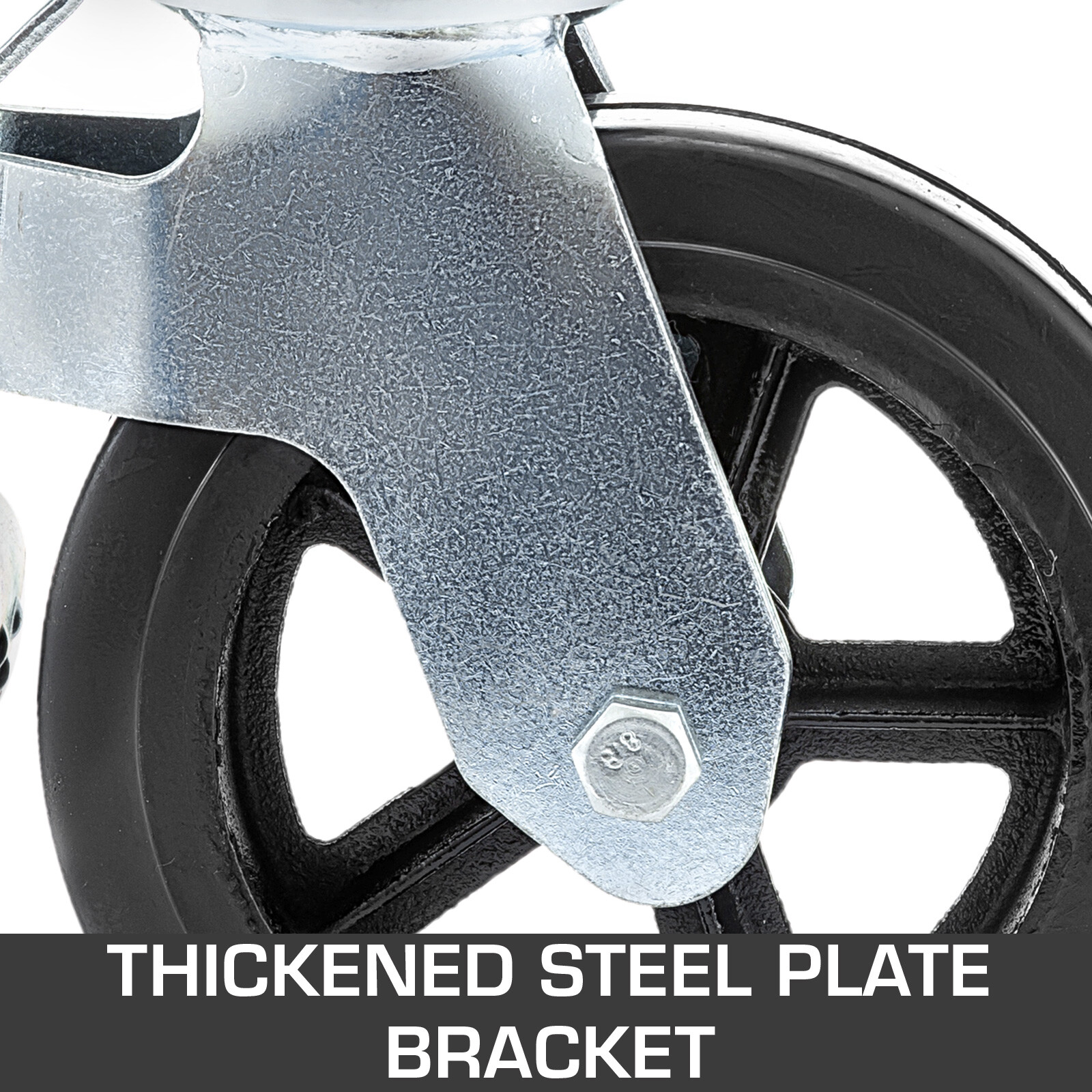 4PCS Scaffolding Caster 8" x 2" Black Wheels w/ Locking Brakes 1-3/8" 4400LBS