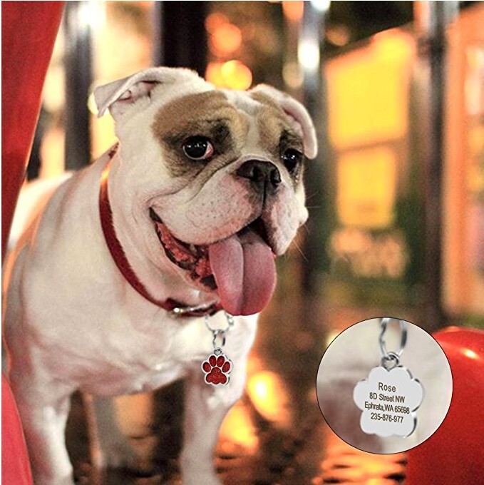 Pet ID Tag Custom Engraved Personalized Dog Cat Name Tages Double Side