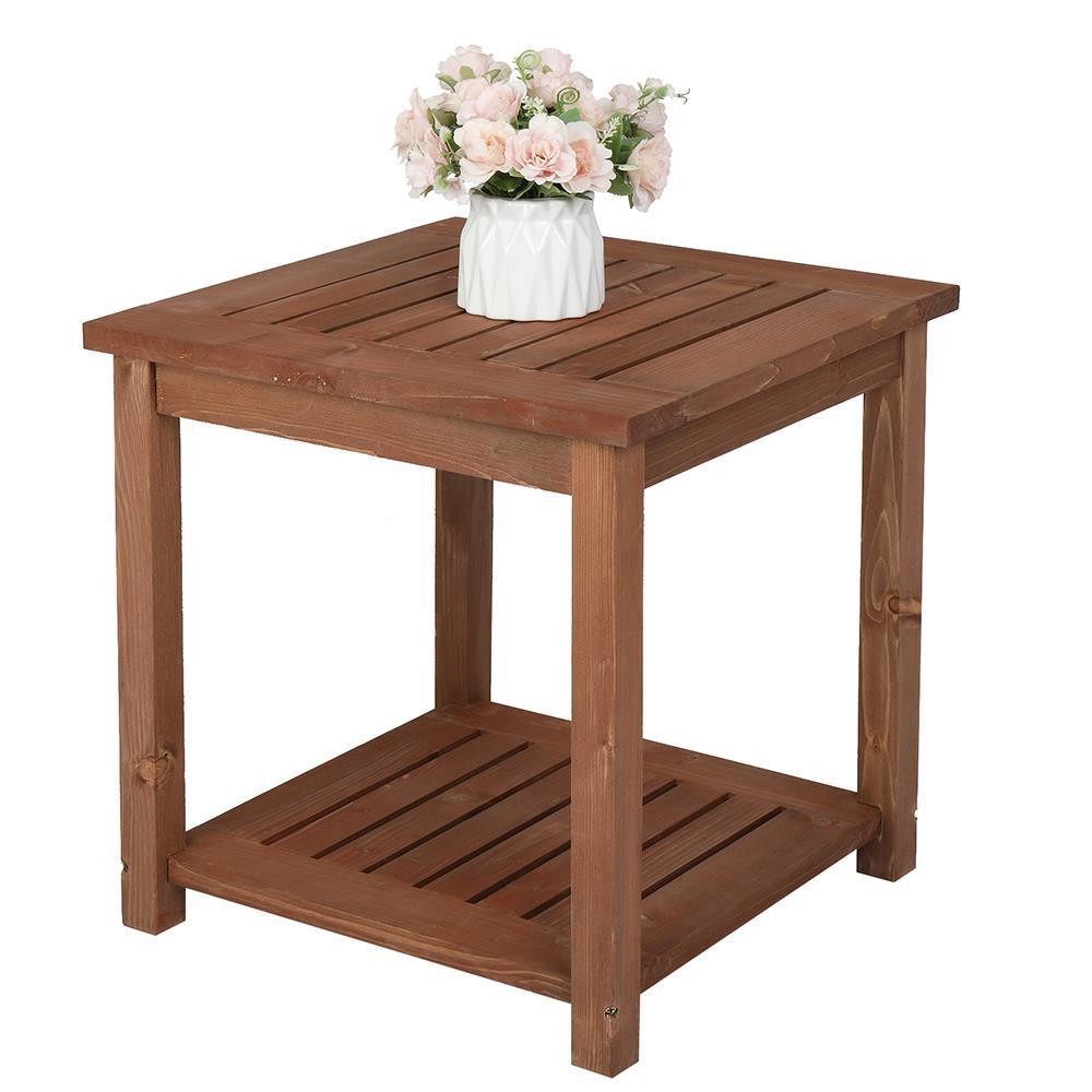 18" Patio Side End Table Weather Resistant Outdoor Square Tables Portable Home
