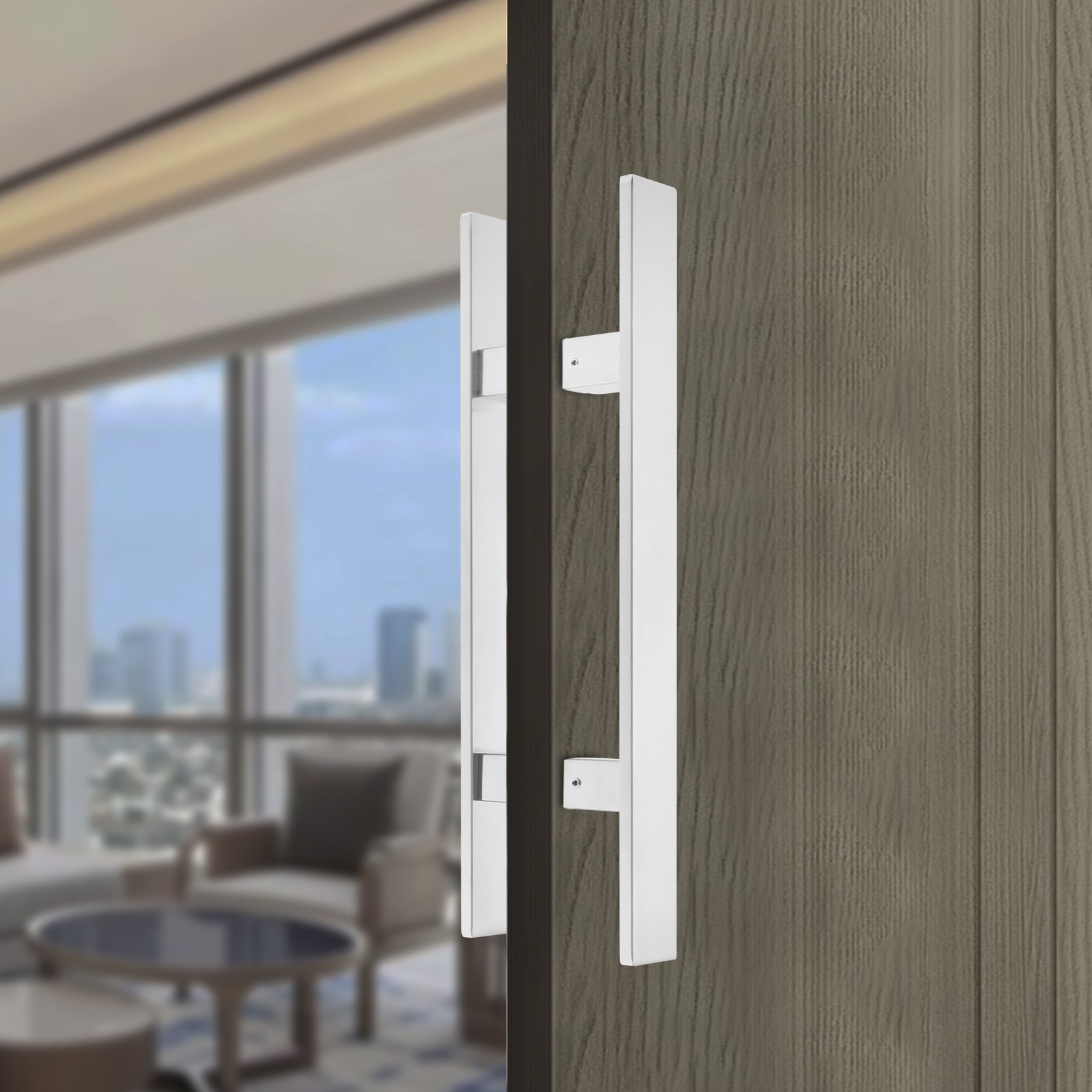 H-Shaped Dual Sided Push Pull Door Handle Stainless Handle Sliding Door Handle