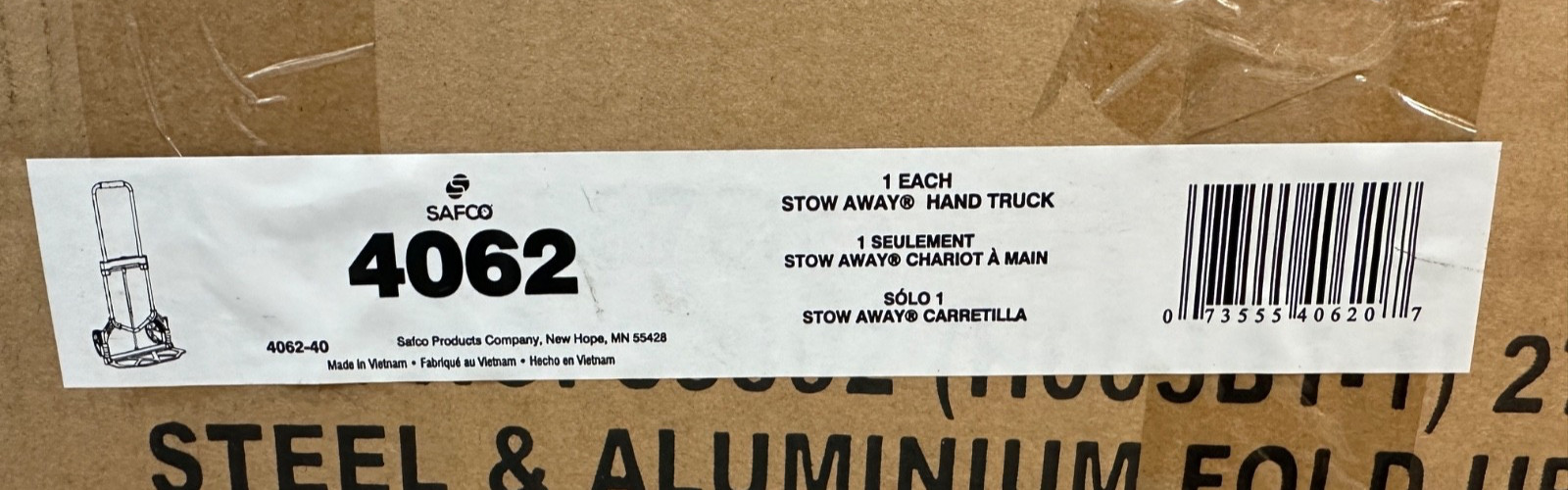 Safco Stow-Away Medium Hand Truck 275lb Capacity 19w x 17 3/4d x 38 3/4h