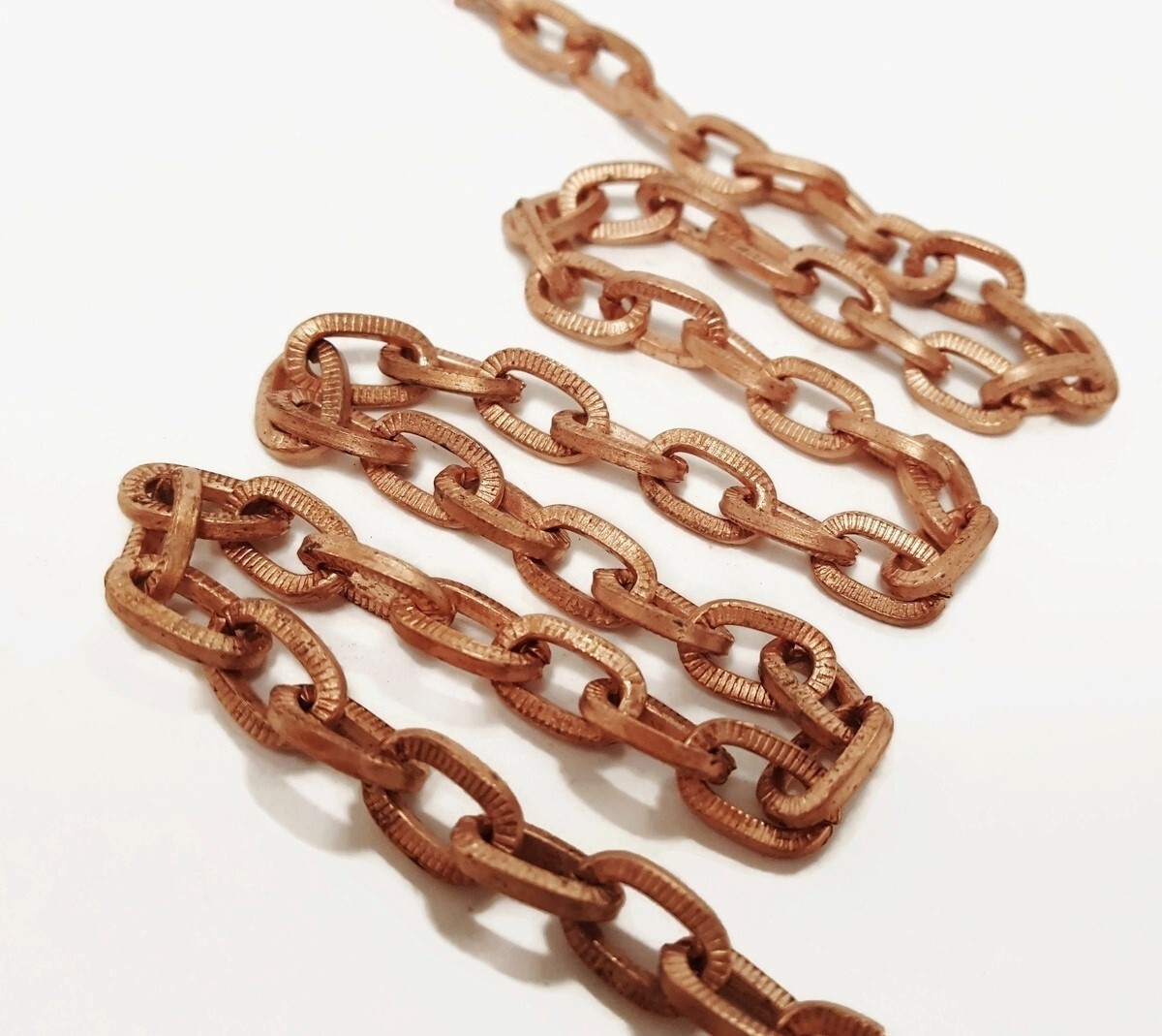 3 Feet Vintage Copper Coated Steel Thick Chunky Knurled Oval Cable Chain M156