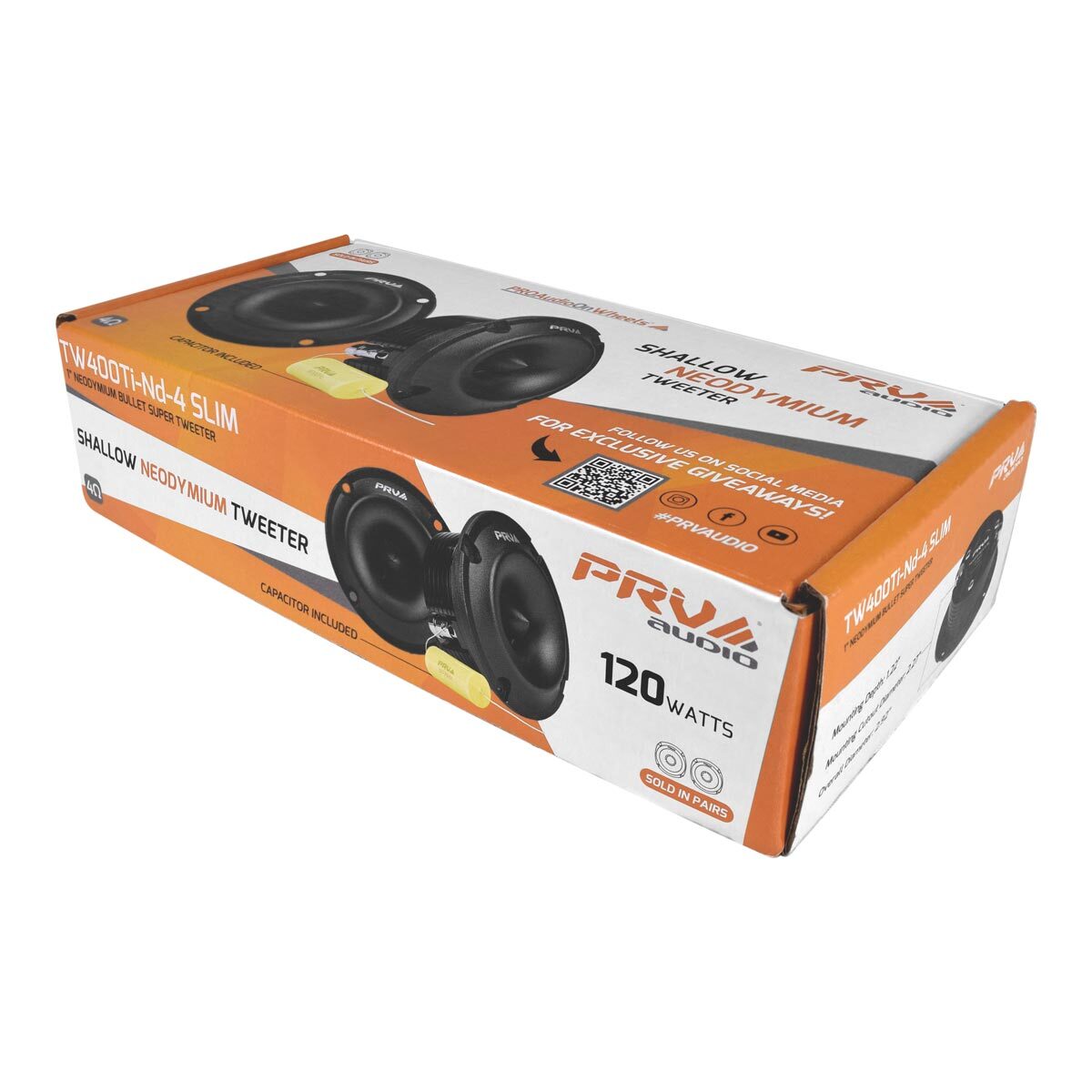 2x PRV 240W Shallow Super Tweeter Neodymium TW400Ti-Nd-4 SLIM 4 Ohm 3" Rounded