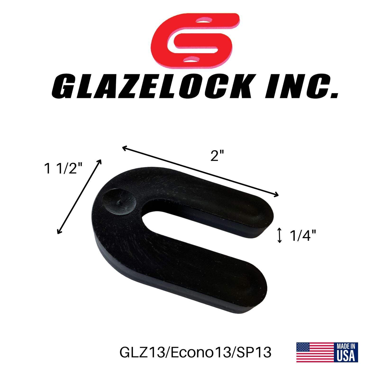 Glazelock U-shaped Shim 2", Horseshoe Plastic Flat Shims 2"L x 1 1/2"W with 1/2"