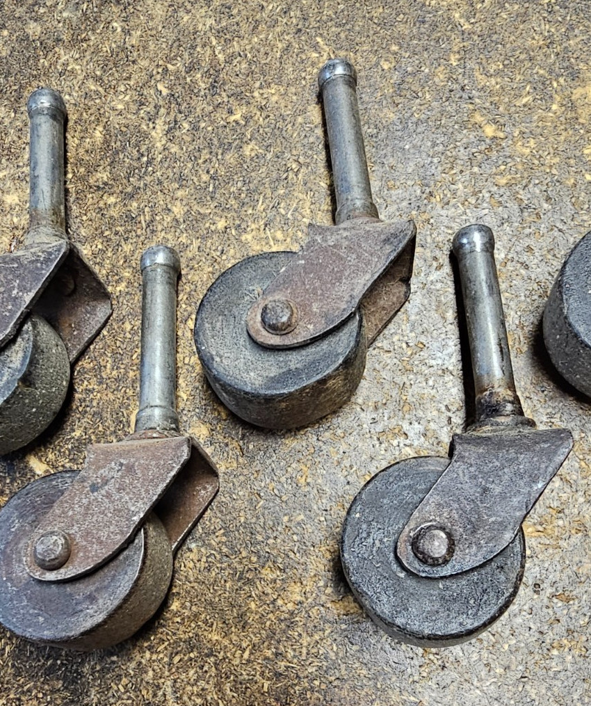 Large Lot of 12 Vintage Caster Wheels Wooden & Steel