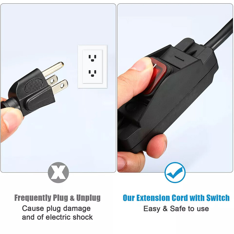 3-Prong Outdoor Extension Cord with Switch On/Off Waterproof Switch 15A 1875W