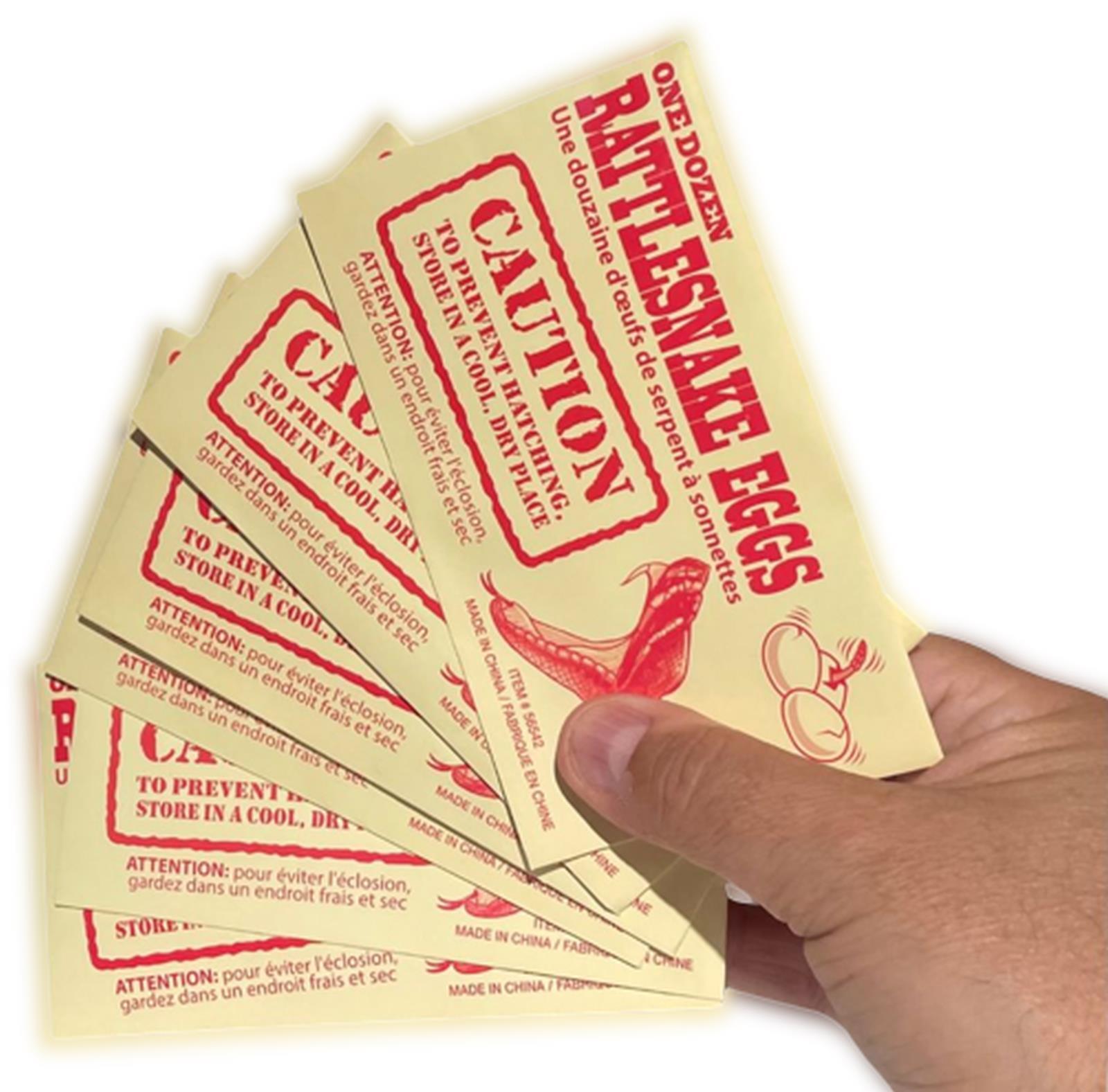 6 RATTLESNAKE EGGS JOKE Envelope Fake Snake Packs Trick Prank Gag Gift Fun Toy