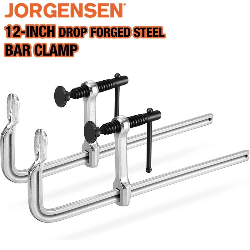Jorgensen 2-Pack 12-Inch Bar Clamps Drop Forged Steel Bar Clamps for Woodworking