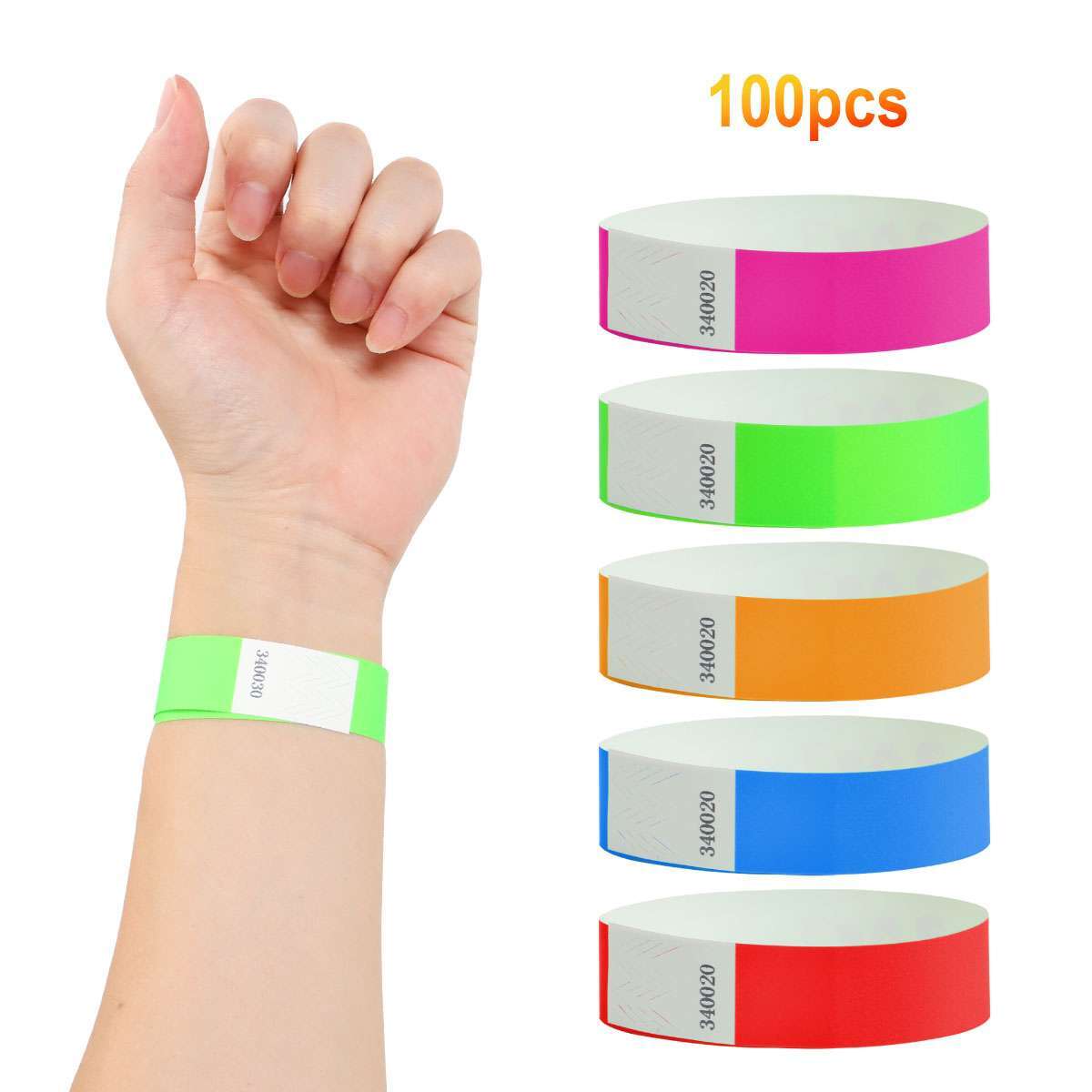 100Pcs Paper Wristbands for Events Neon Color Wrist Bands Concert Multicolor USA