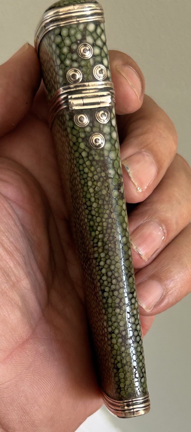 Antique Georgian Green Shagreen & Silver Mounted Draughtsman’s Etui. Circa 1790.