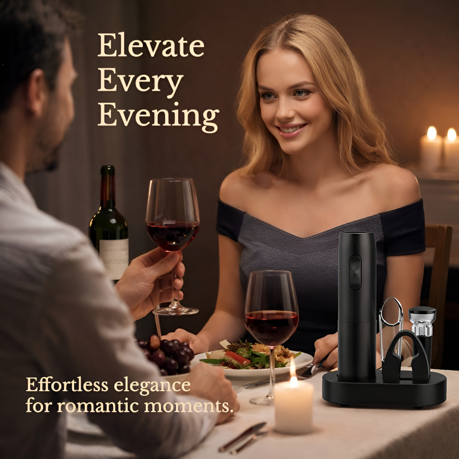 Electric Wine Bottle Opener Set Rechargeable Automatic w/ Charging Base Gift