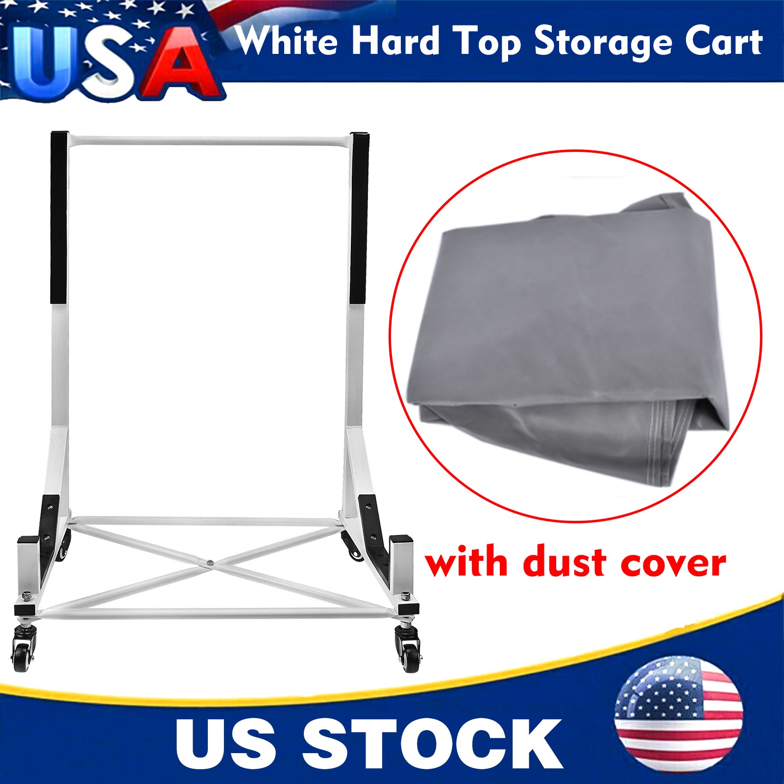 White Hard Top Storage Cart with Dust Cover for Chevrolet Corvette Mercedes-Benz