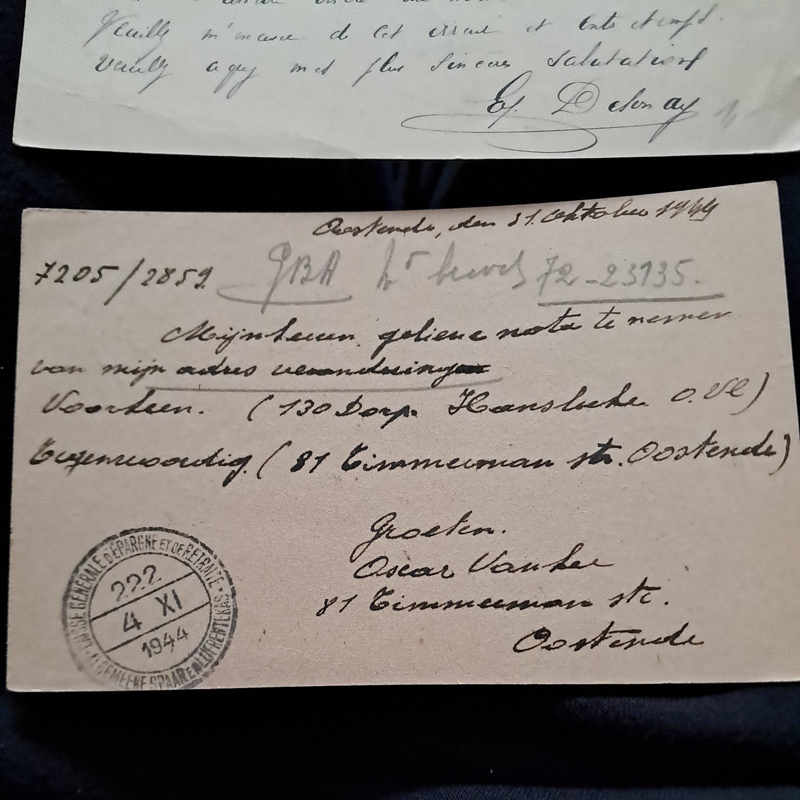 2 x BELGIUM 1930, 1944, Used Postcards