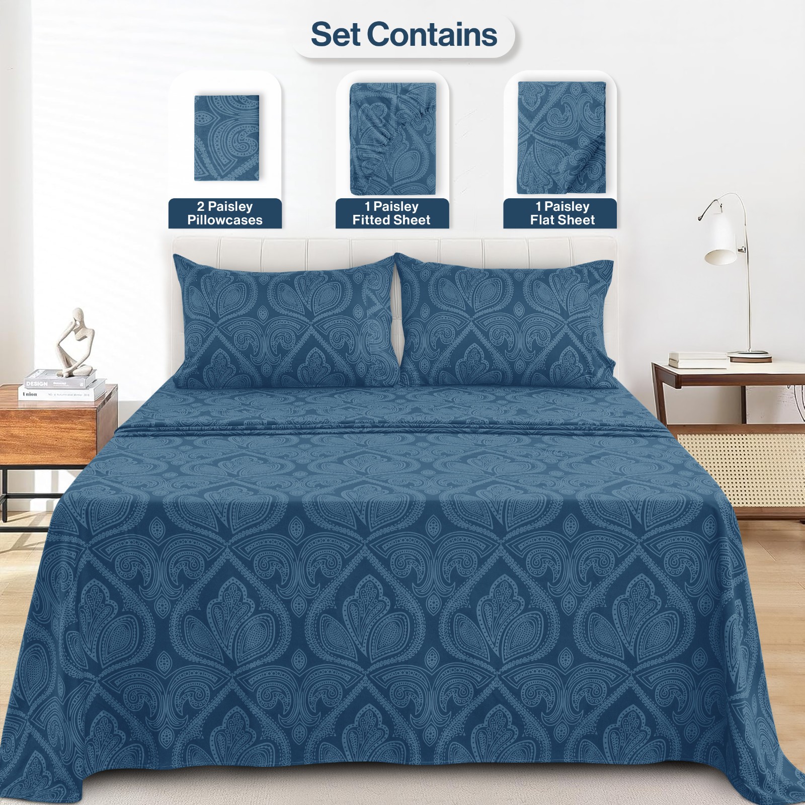 4 Piece Sheet Set Hotel Collection Luxury Ultra Soft Deep Pocket Bed Sheets Sets