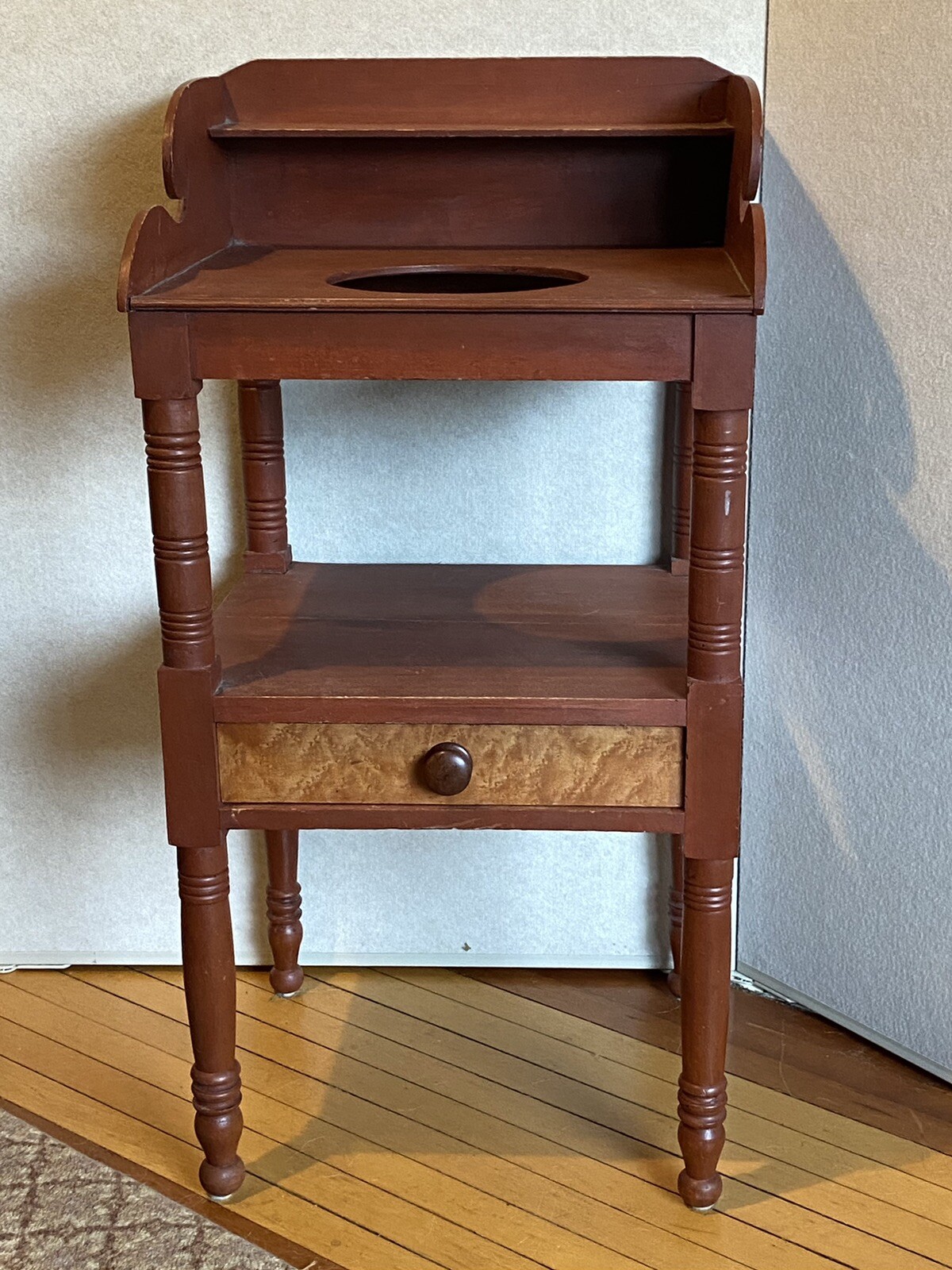 Antique Washstand w Birdseye Maple Drawer 19th Century Sheraton Style Classical