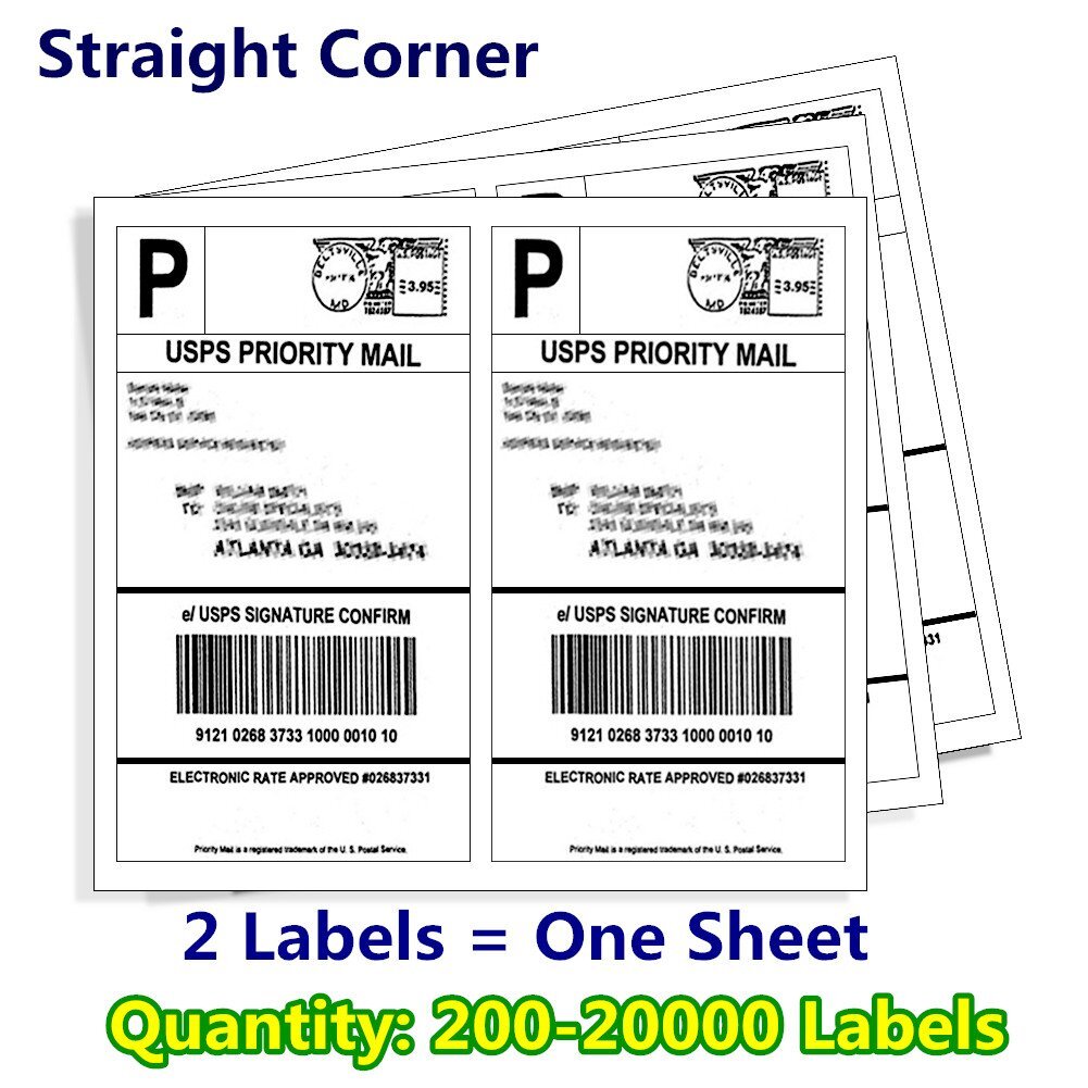 200-20000 8.5x5.5 Shipping Mailing Labels Half Sheet Self Adhesive for Laser ink