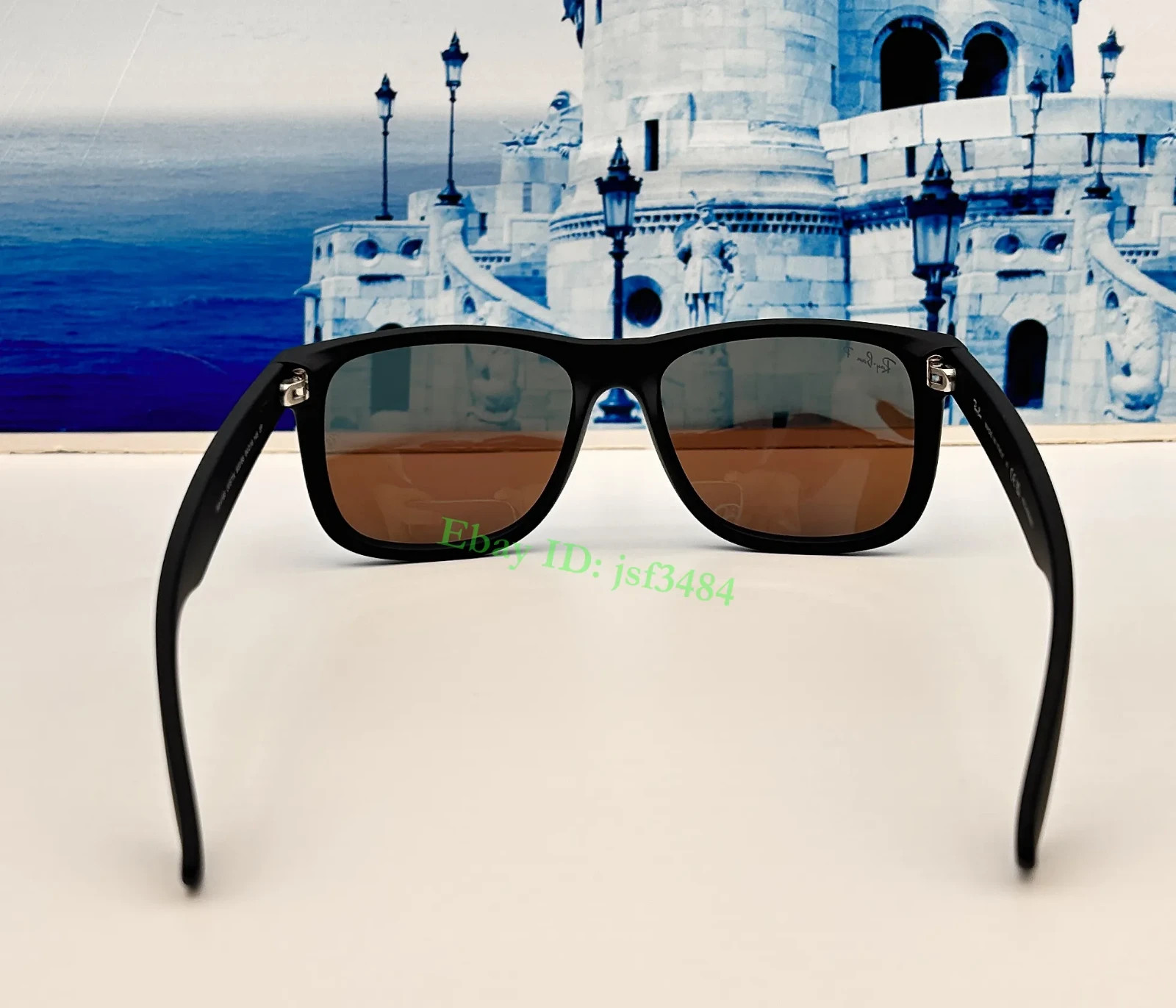 Ray-Ban RB4165 Justin Polarized Sunglasses Matte Black Blue Mirror Lens 54mm Men