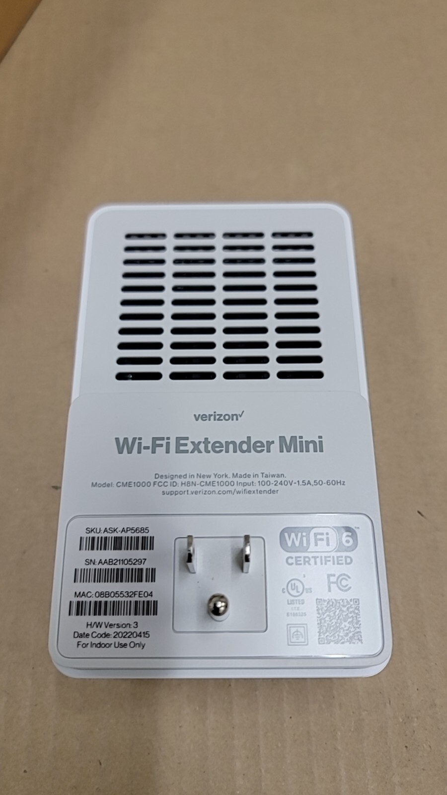 Verizon Wi-Fi Extender Mini (SKU: ASK-AP5685) New Open box