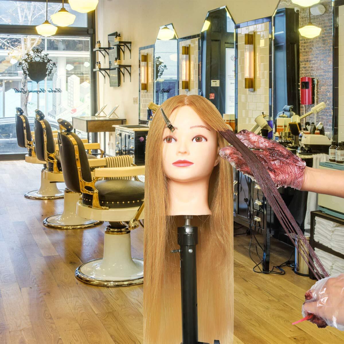 Mannequin Head 100% Real Hair Styling Training Head 24-27inch Manikin Cosmeto...