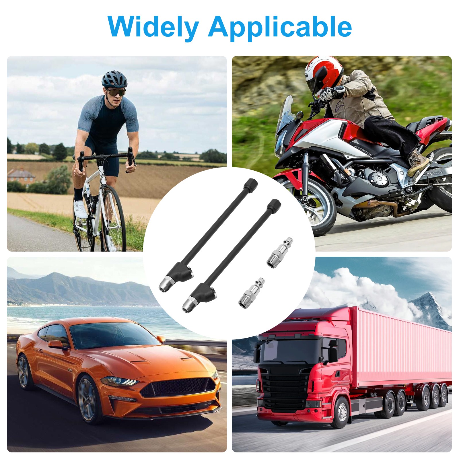 2pcs Extended Reach Dual Head Air Chuck Set 13in Lock On Tire Inflator Car Truck