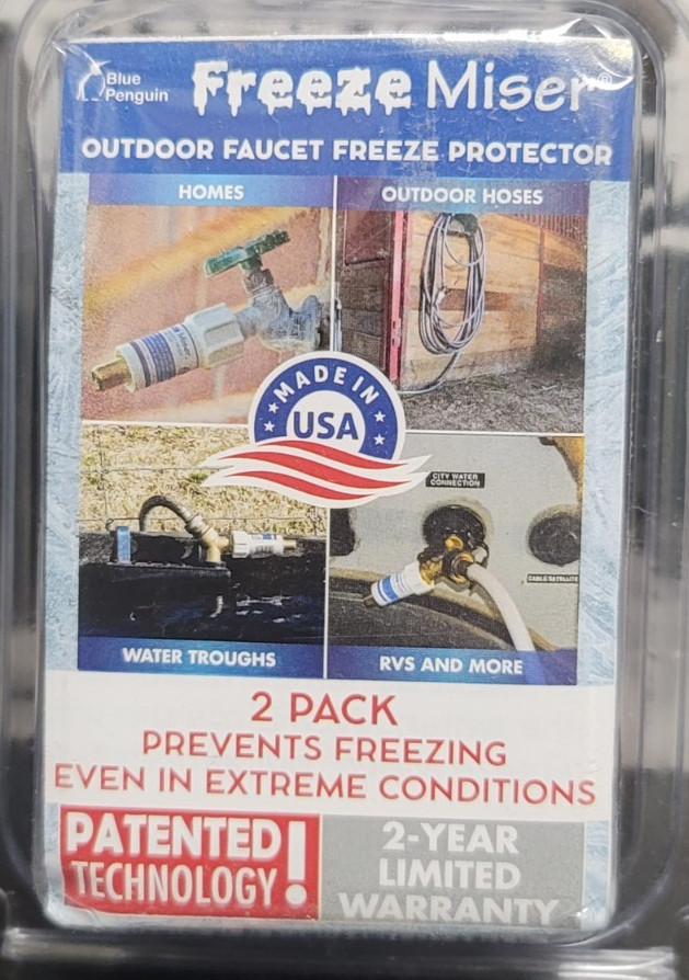 The Freeze Miser® ~ 2 Pack ~ Outdoor Faucet Freeze Protection NEW FREE/FAST SHIP