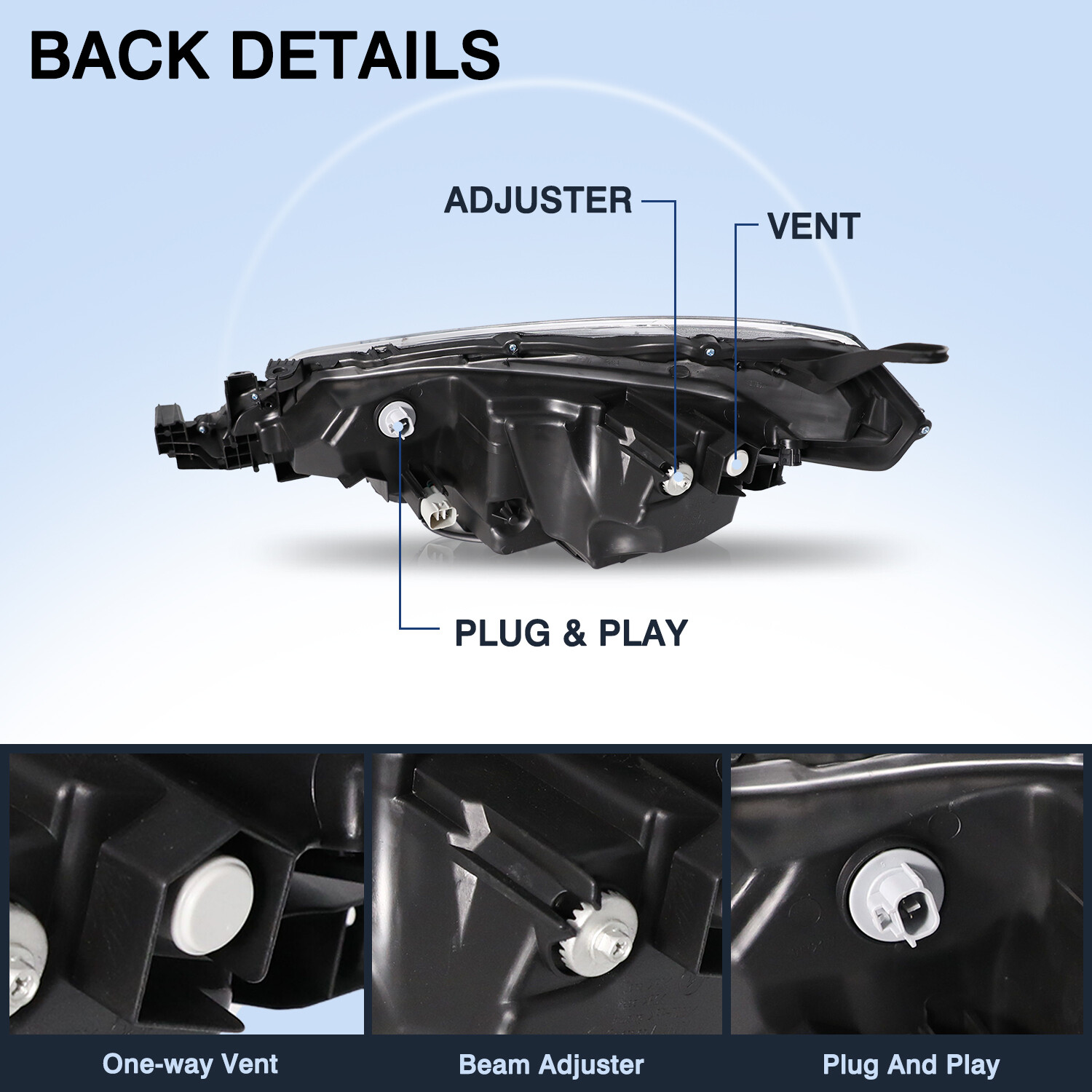 Fit 2017 2018 2019 Toyota Corolla SE XLE XSE Sedan 4Dr Headlights Pair W/Bulbs