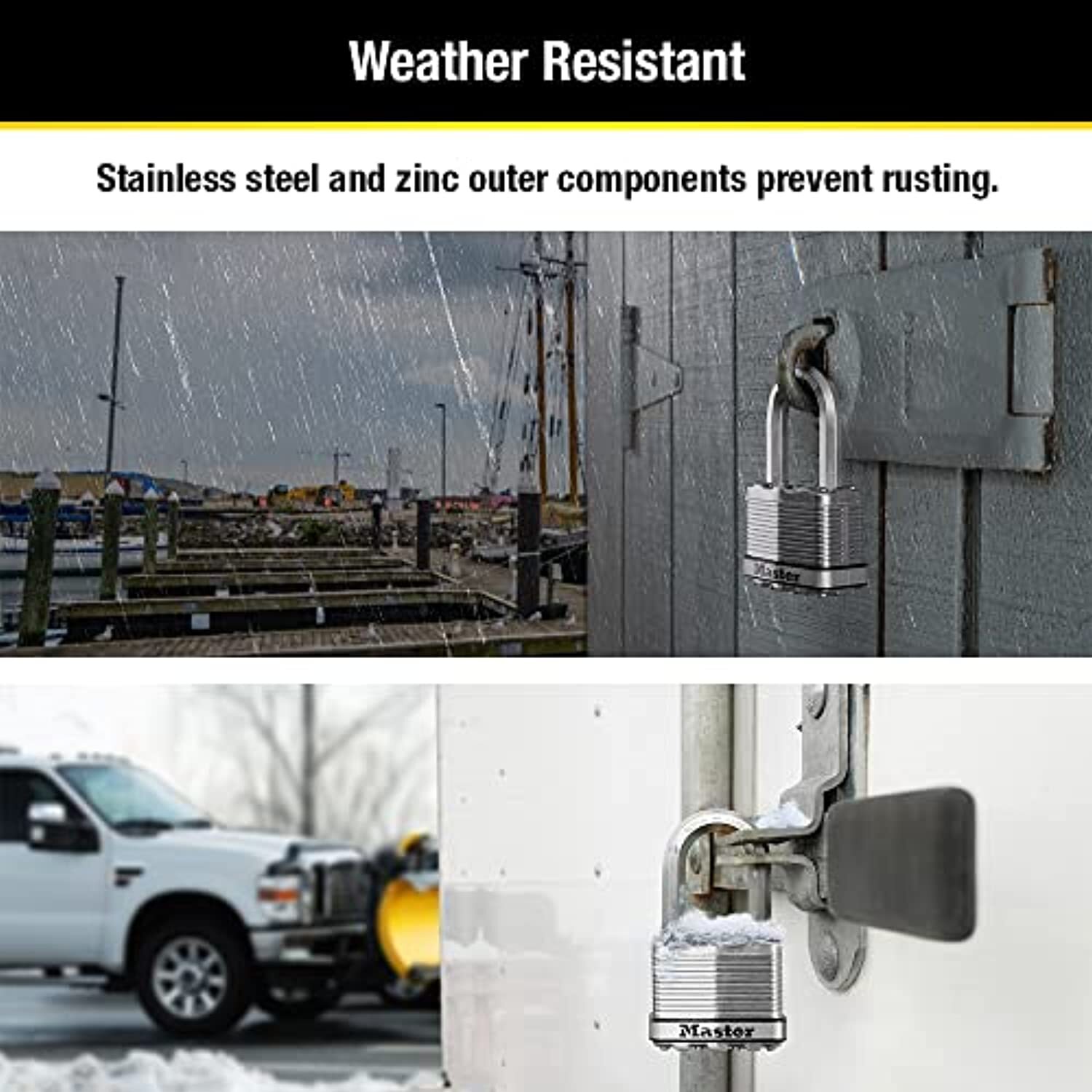 Master Lock M5XTRILF Magnum Heavy Duty Outdoor Padlock with Key, 3 Pack